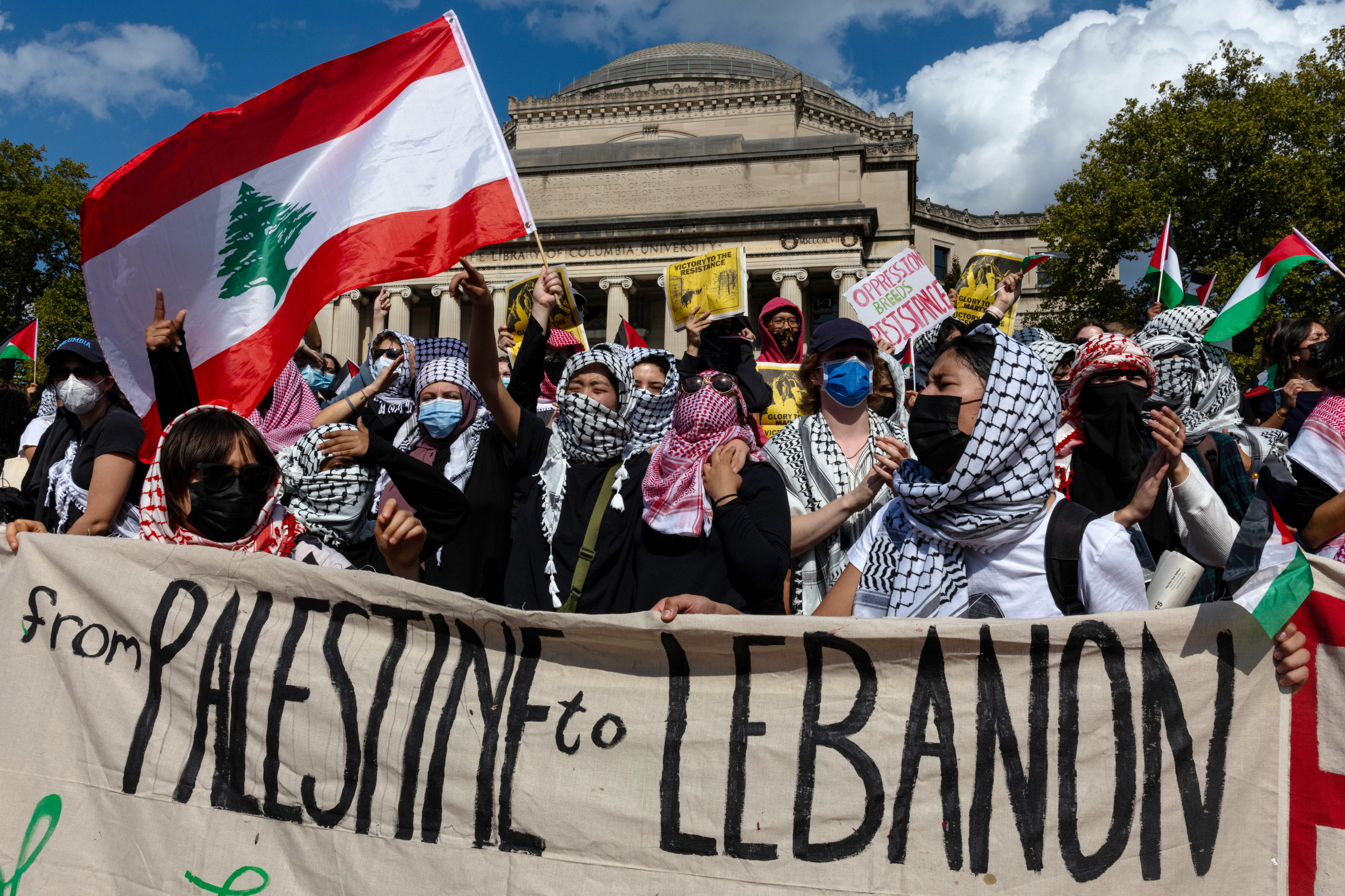 Columbia students organise dueling memorials and rallies both for Israel and Palestine on the one-year anniversary of the 7 October Hamas attack