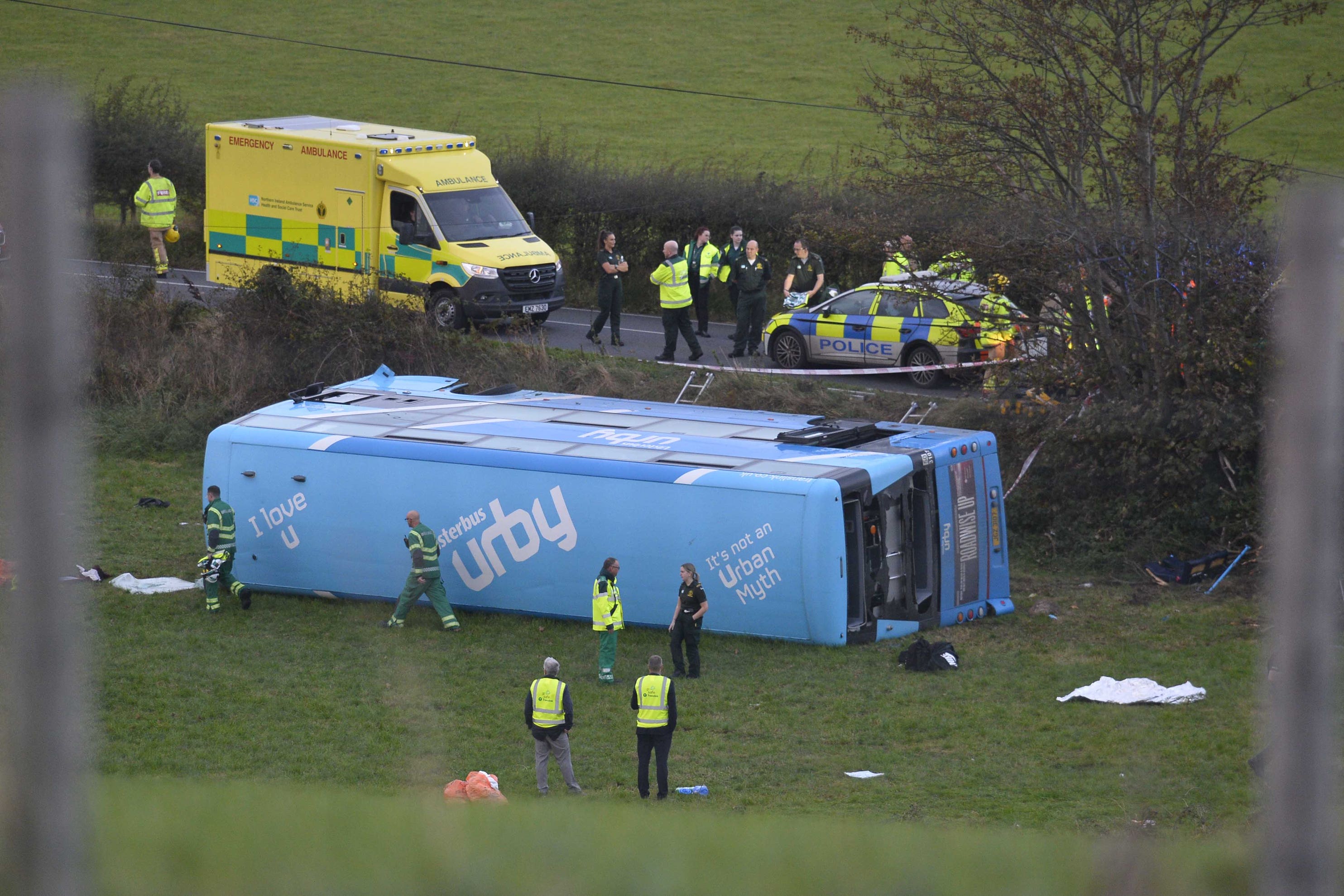 It is a miracle there were no deaths or serious injuries when a school bus overturned in Northern Ireland, the MP for the area where the crash happened has said (Mark Marlow/PA)