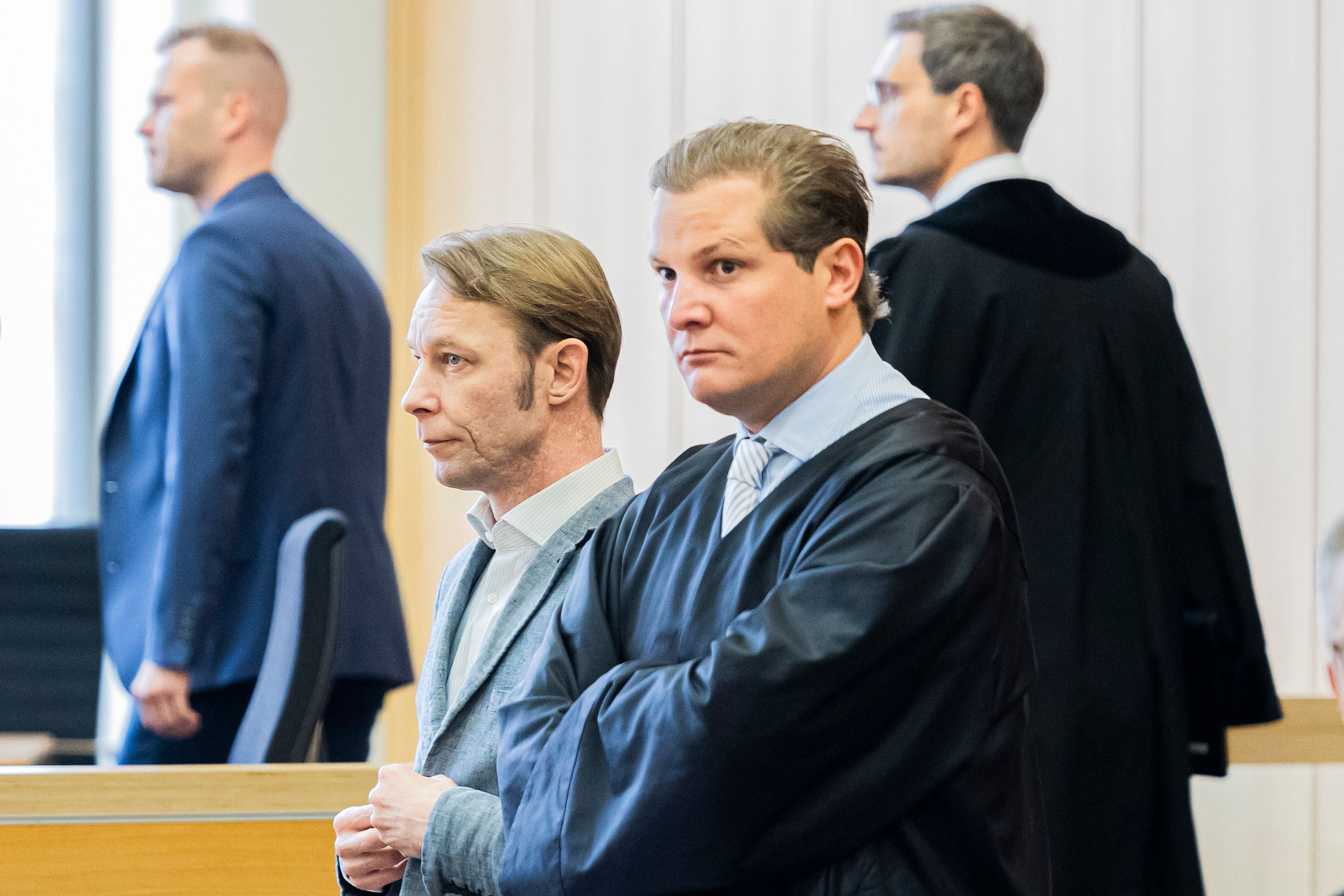 Christian Brueckner, centre, has been found not guilty (Michael Matthey/dpa via AP)