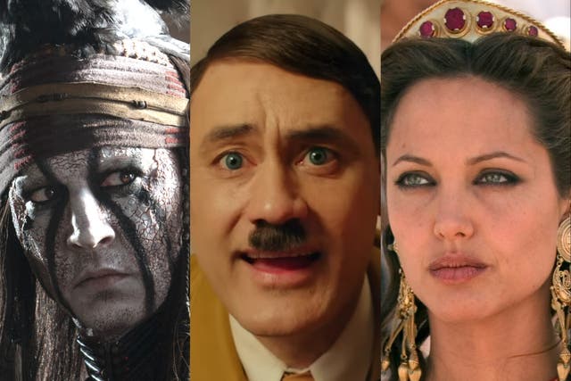 <p>Johnny Depp in ‘The Lone Ranger’, Taika Waititi in ‘Jojo Rabbit’ and Angelina Jolie in ‘Alexander’ </p>