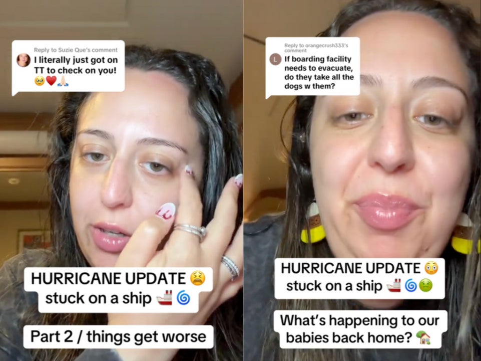 Influencer Myriam Estrella documents her Disney Cruise ship getting caught in the direct path of Hurricane Milton