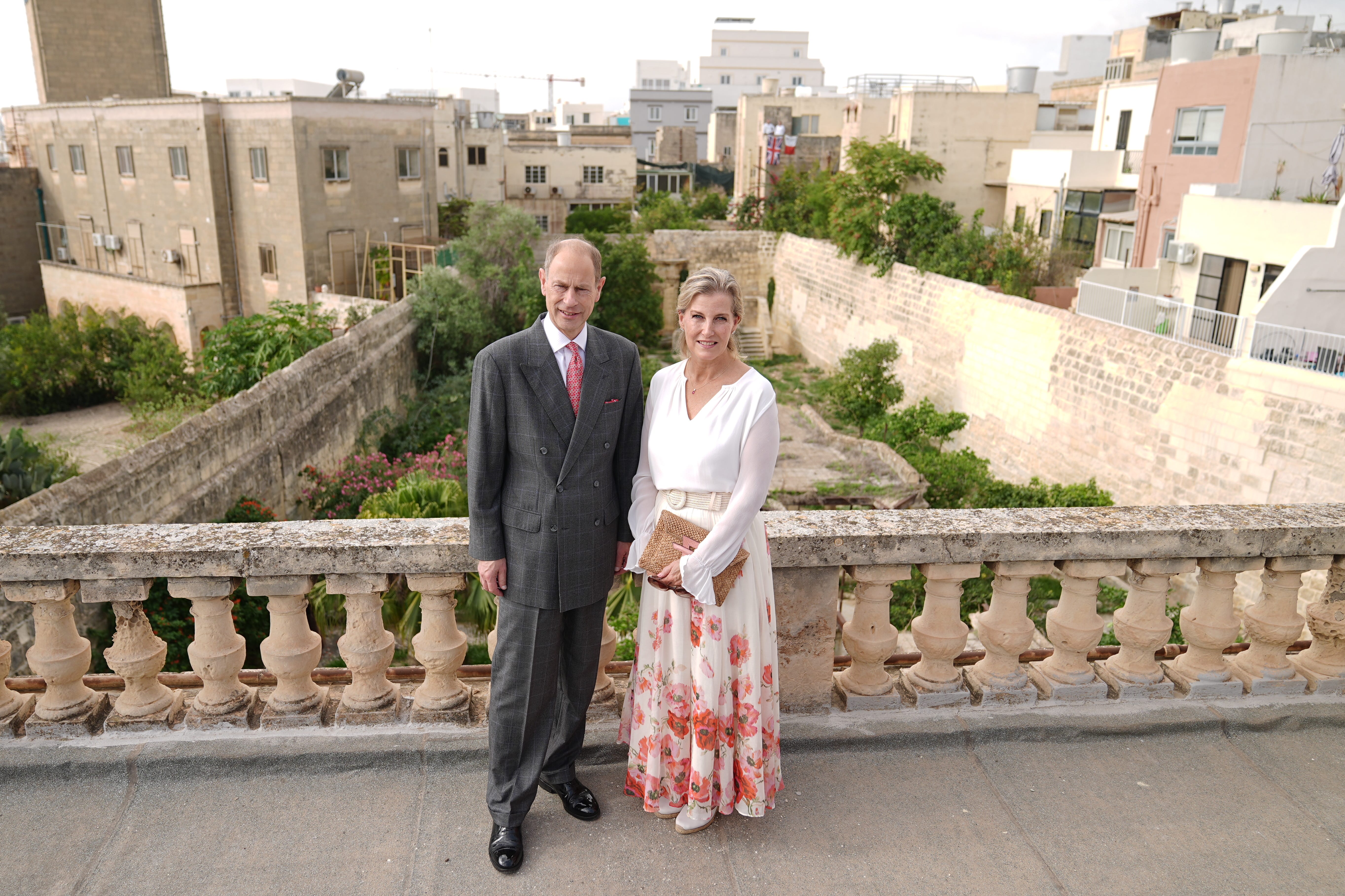 The Duke and Duchess of Edinburgh posed on the same balcony where the late Queen and Prince Philip were snapped more than 70 years ago (Aaron Chown/PA)