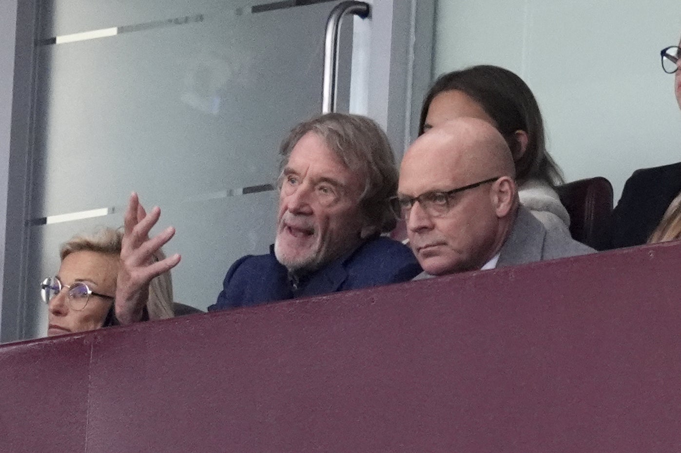 Jim Ratcliffe and Dave Brailsford watch Manchester United at Villa Park