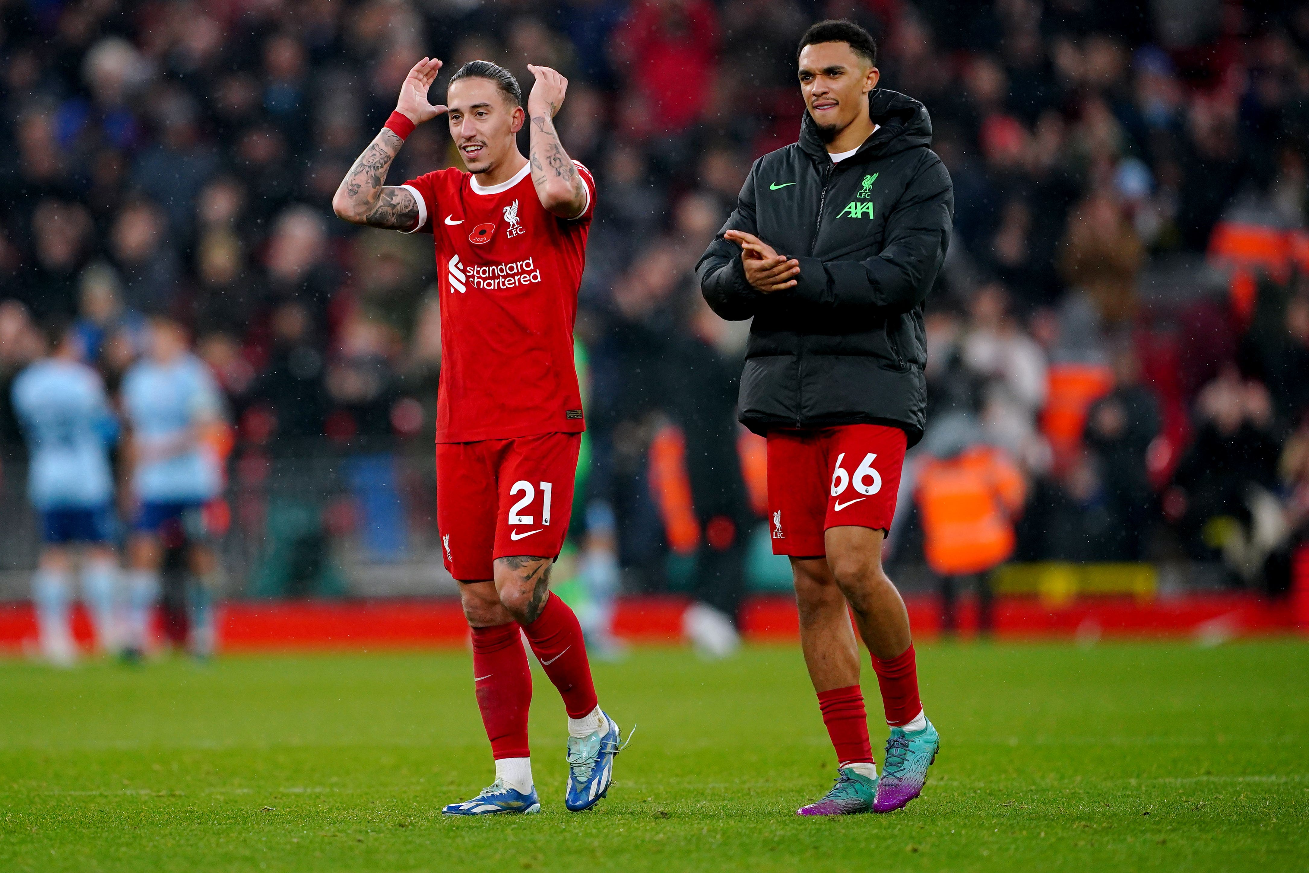 Kostas Tsimikas backed his Liverpool team-mate Trent Alexander-Arnold to perform after being restored to right-back for England (Peter Byrne/PA)