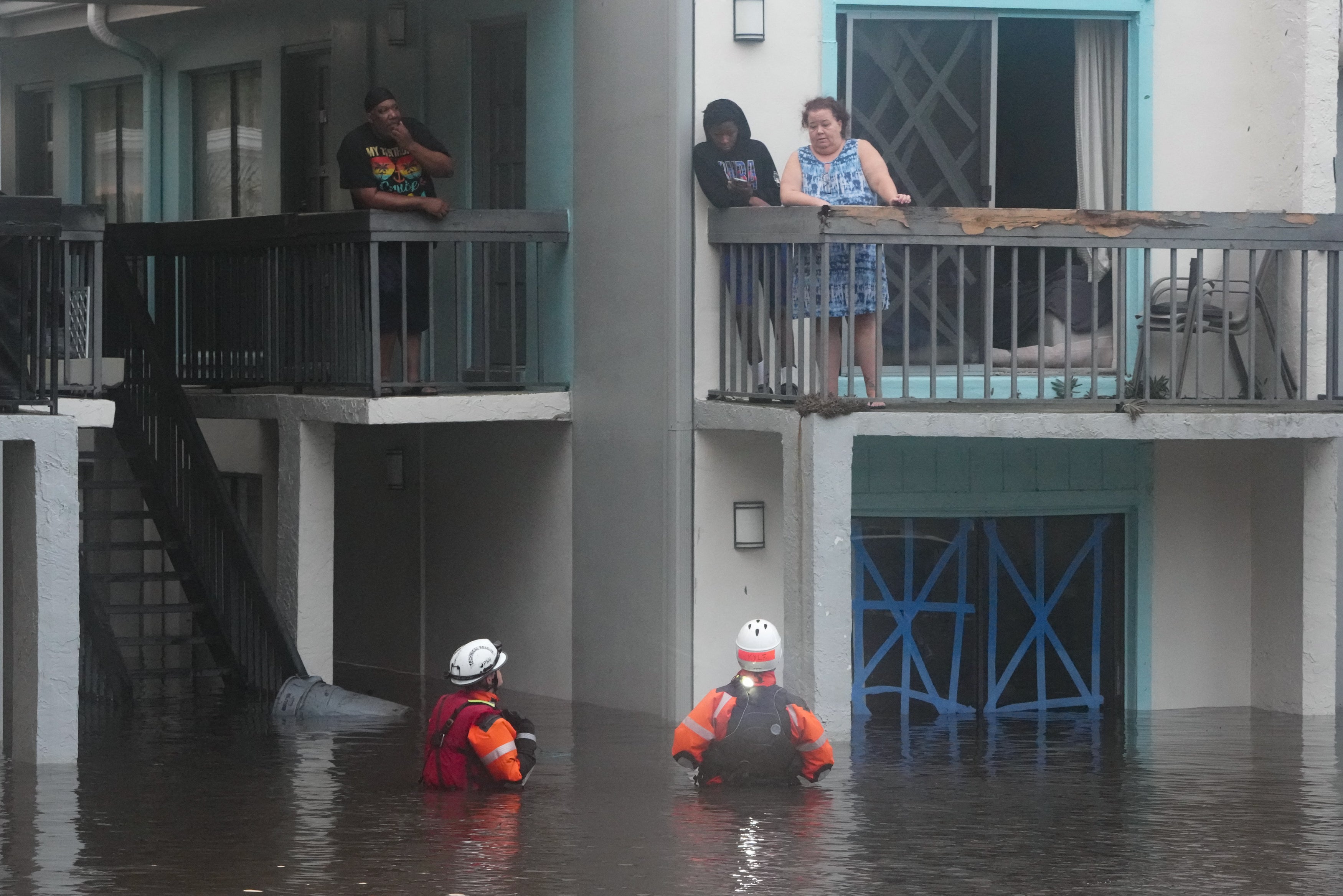 These residents needed to be rescued from their second story apartment complex in Clearwater that had been flooded due to an overflowing creek