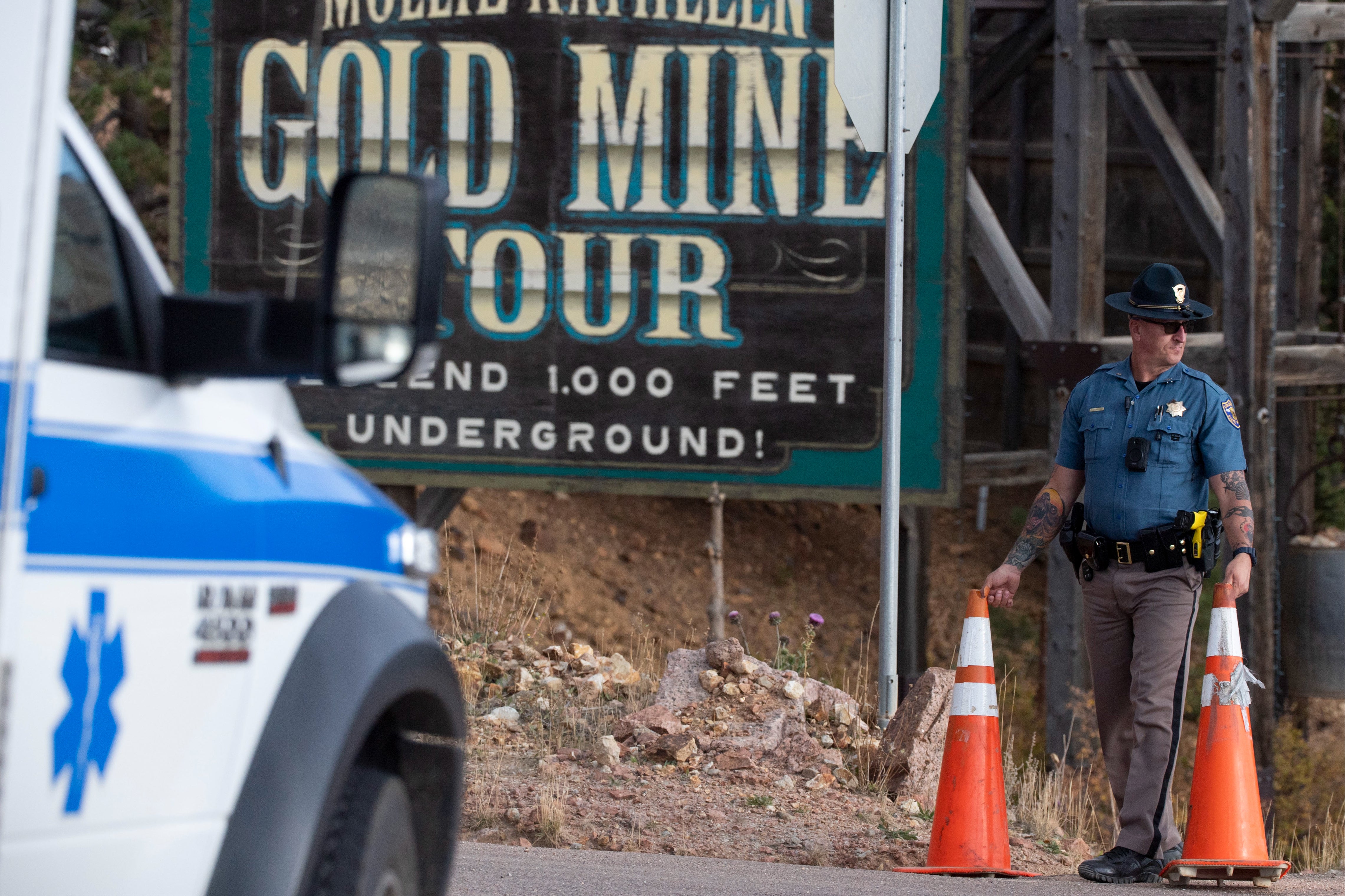 A group of tourists remains trapped inside the Mollie Kathleen Gold Mine near Cripple Creek, Colorado