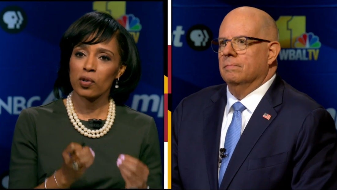 Angela Alsobrooks and Larry Hogan faced off on Thursday in a debate in the Maryland US Senate race.