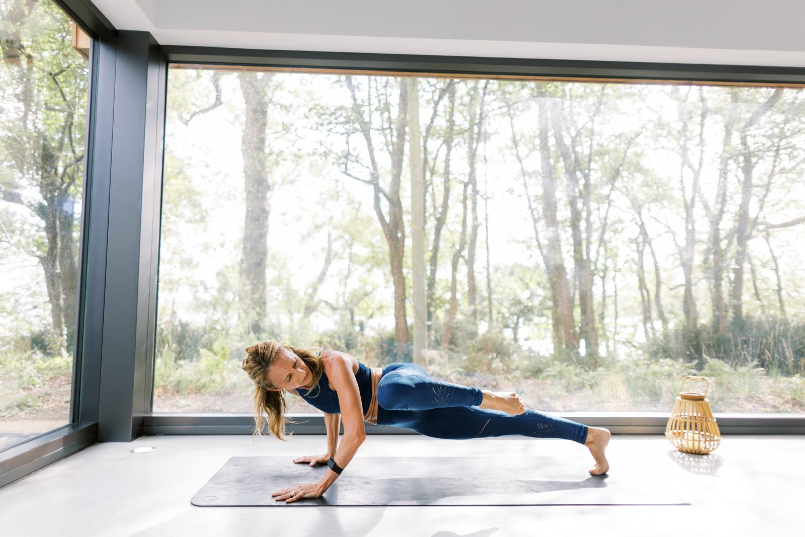 Celebrity trainer Monique Eastwood demonstrating an exercise