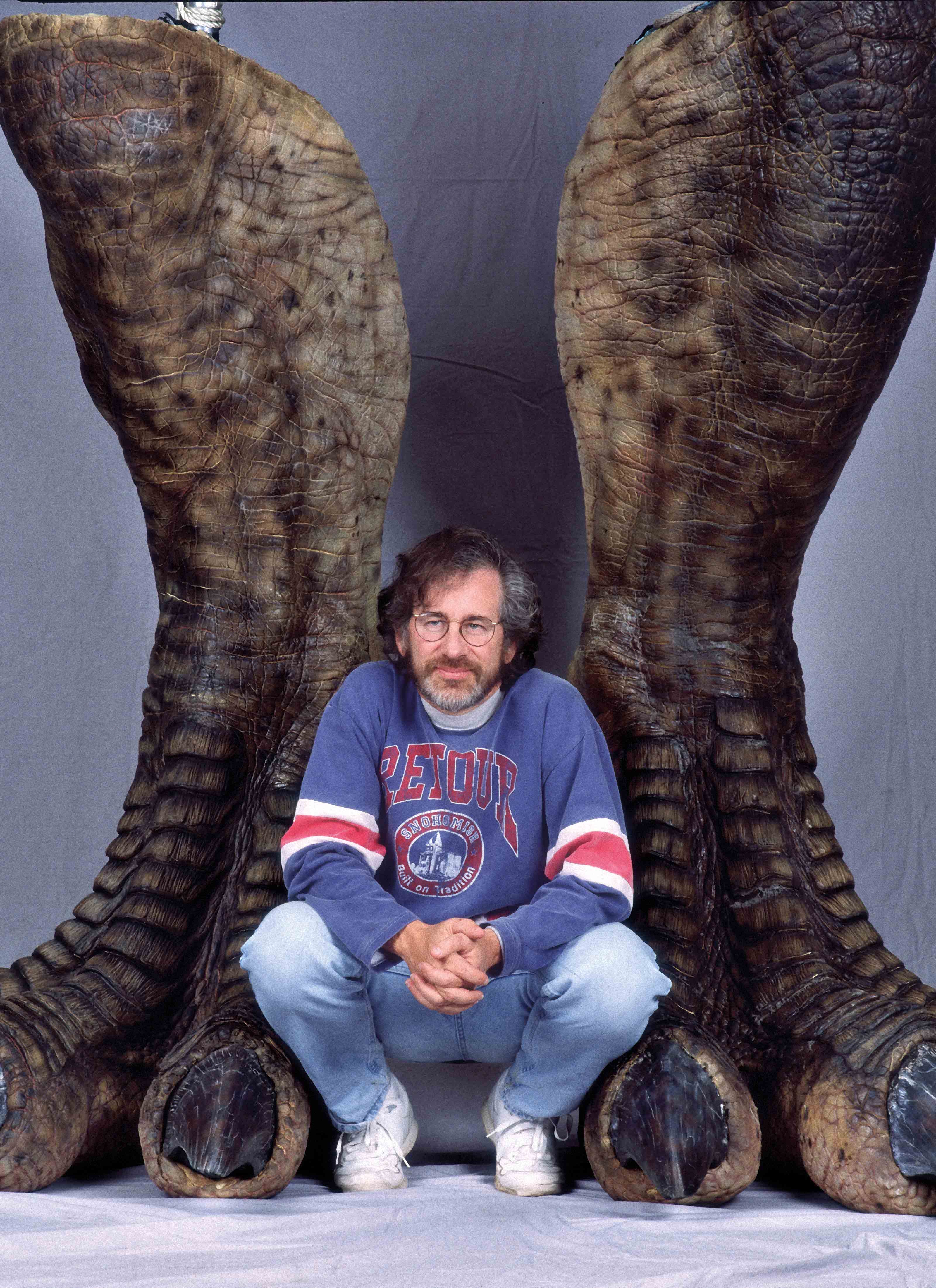 Posing on the set of ‘Jurassic Park’ (1993)