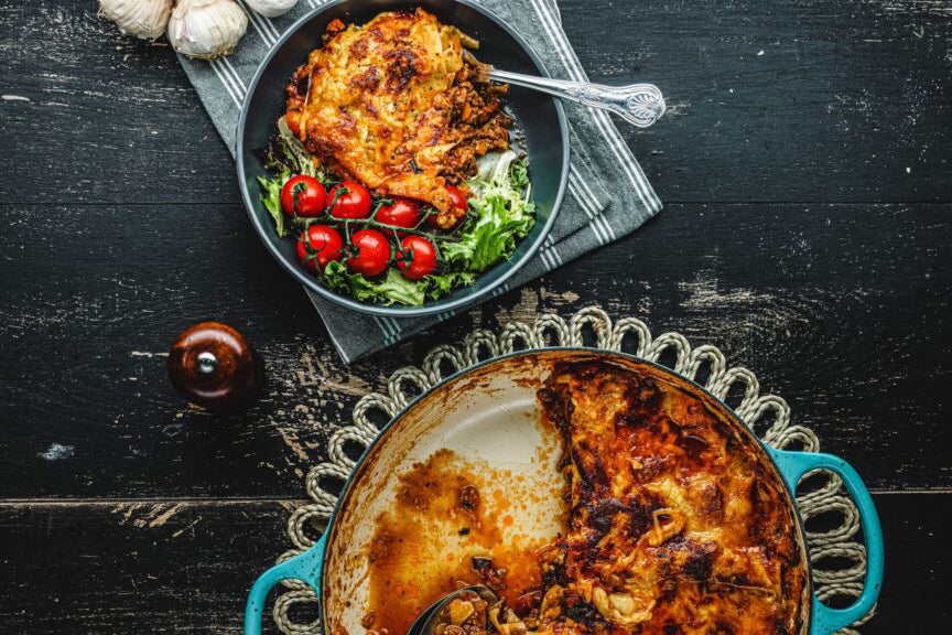 This easy skillet lasagne combines rich cheese and beef layers with the robust taste of canned tomatoes – a family favourite in no time