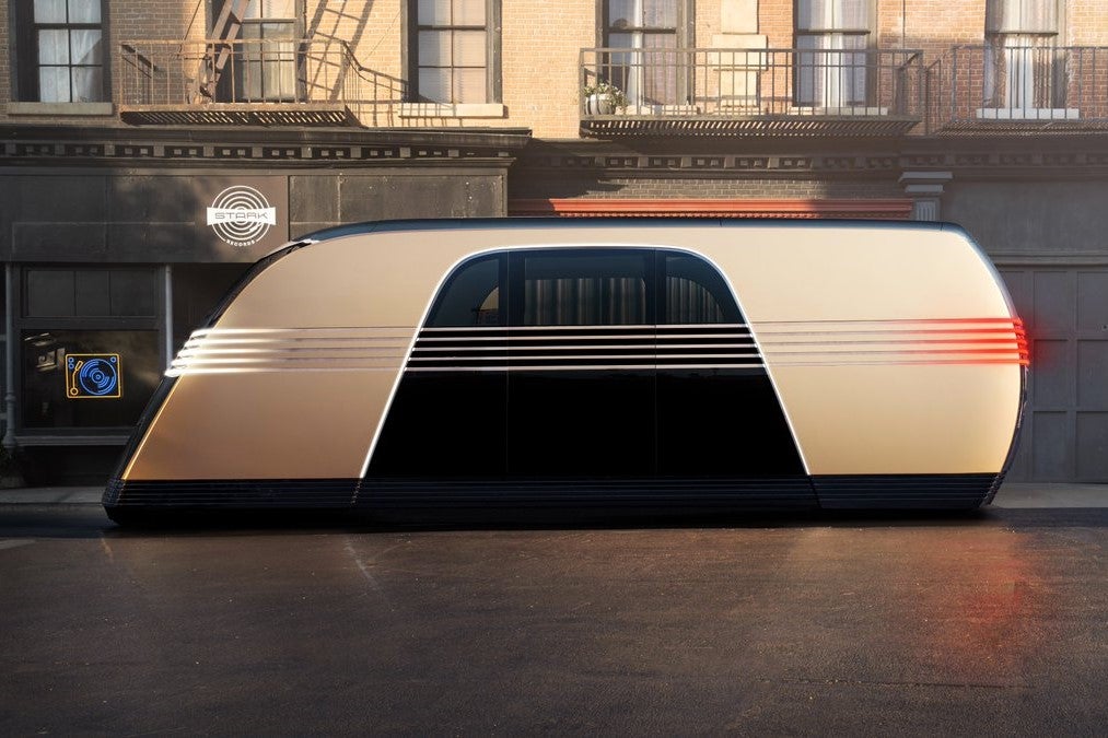 The 20-seater Tesla Robovan, unveiled on 10 October, features no windscreen or visible wheels