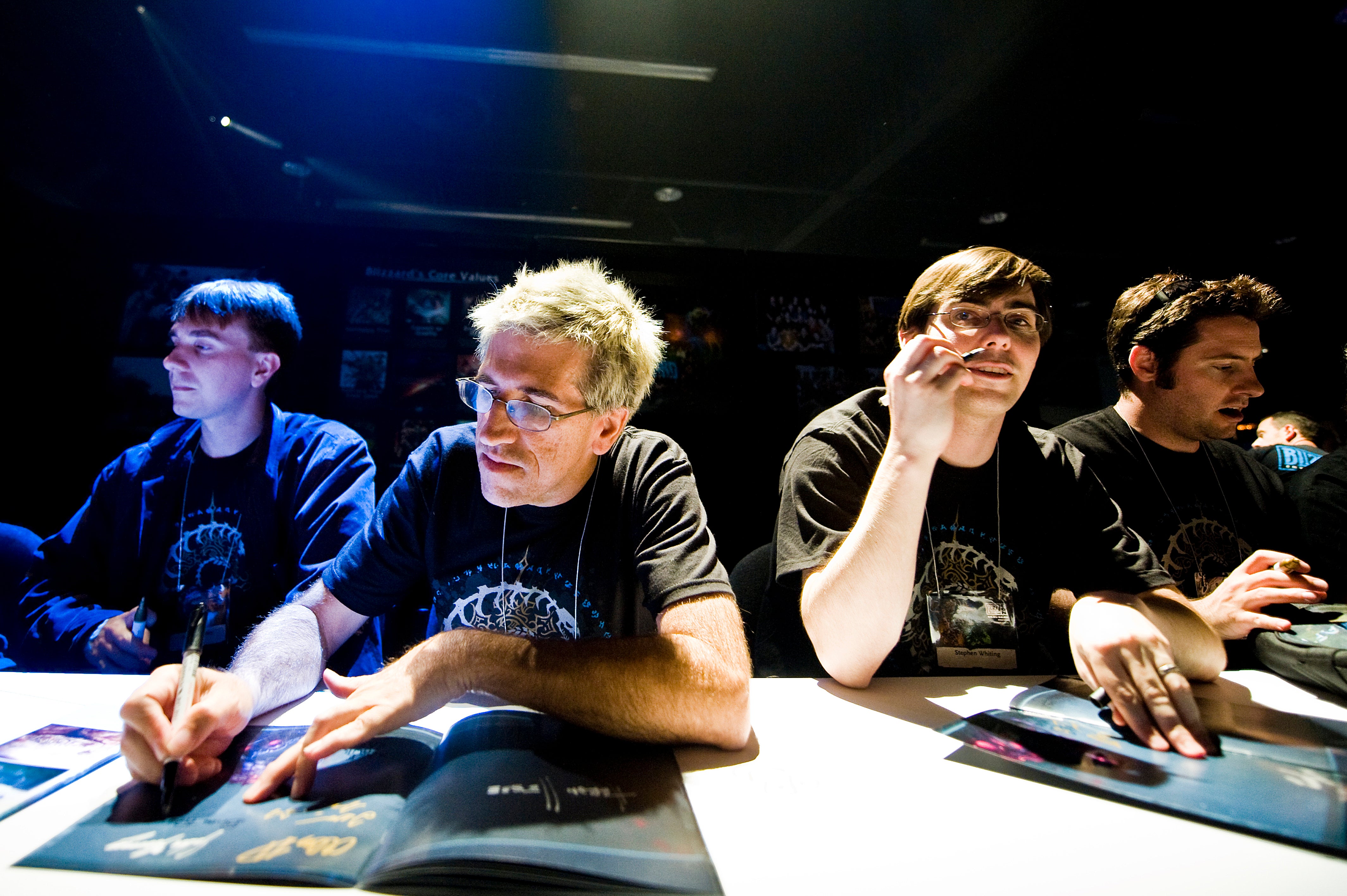 Blizzard employees signing autographs at BlizzCon 2009, 21 August 2009