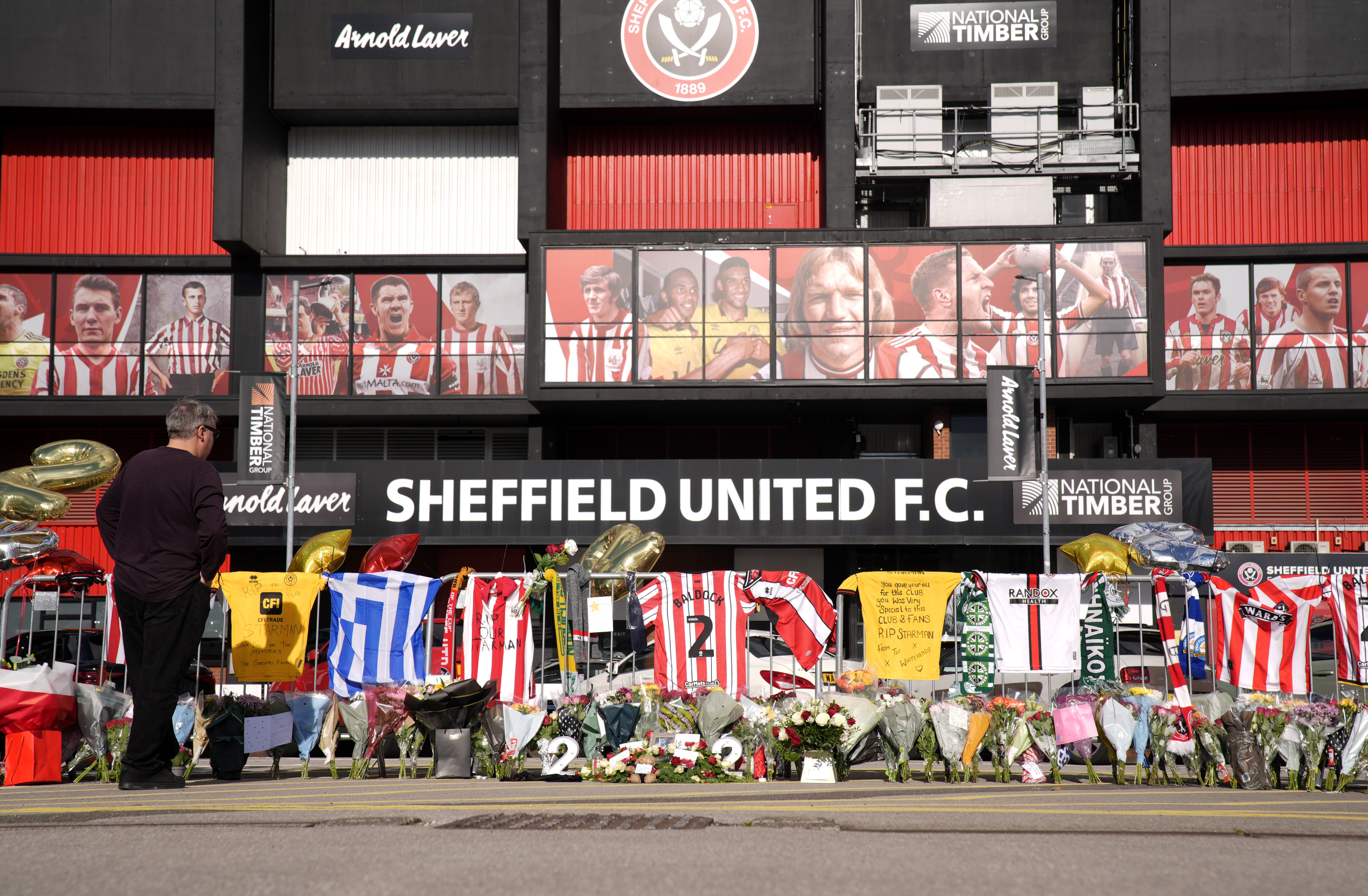 Fans paid tribute to former Sheffield United player George Baldock outside Bramall Lane