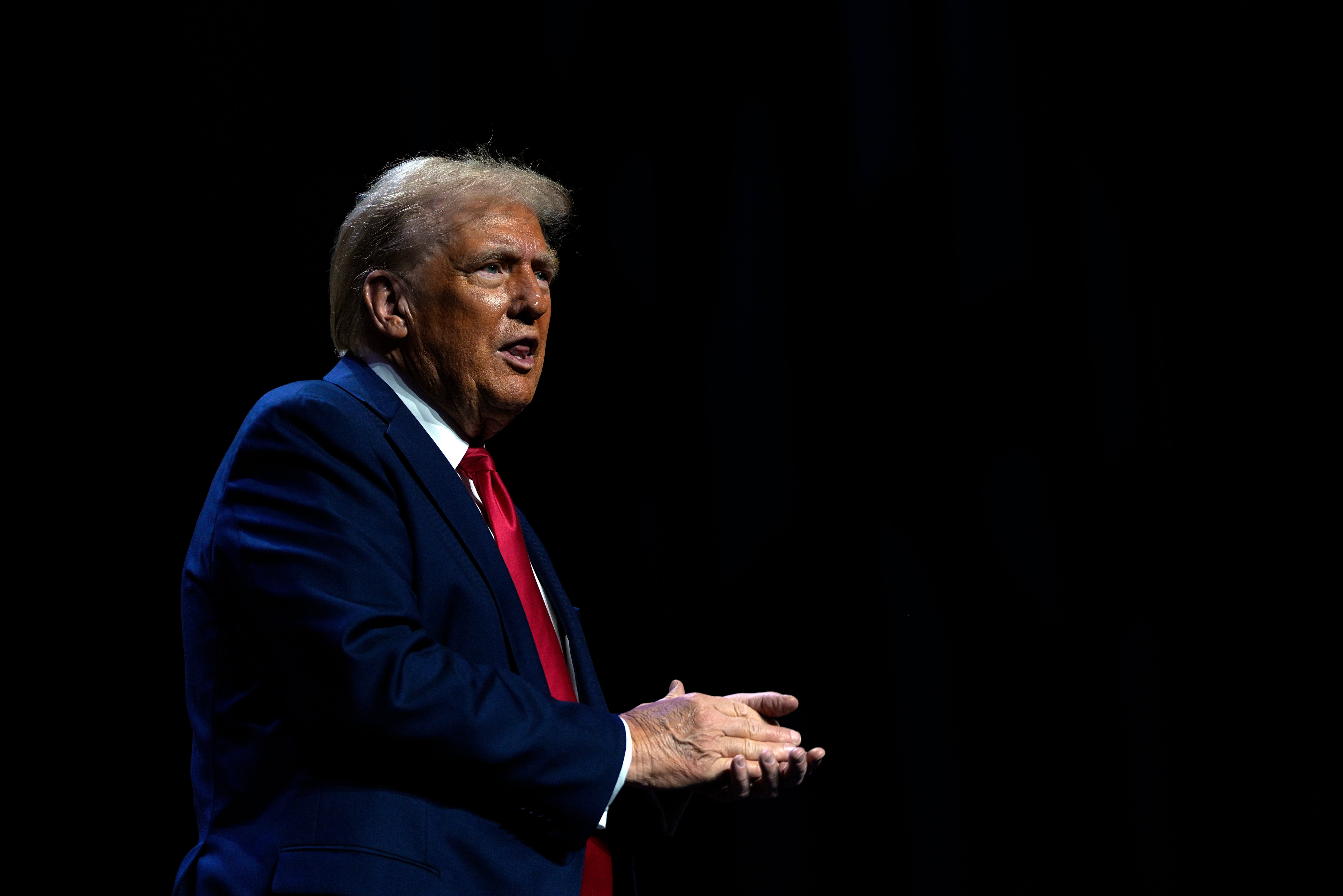 Donald Trump speaks to the Detroit Economic Club on October 10.