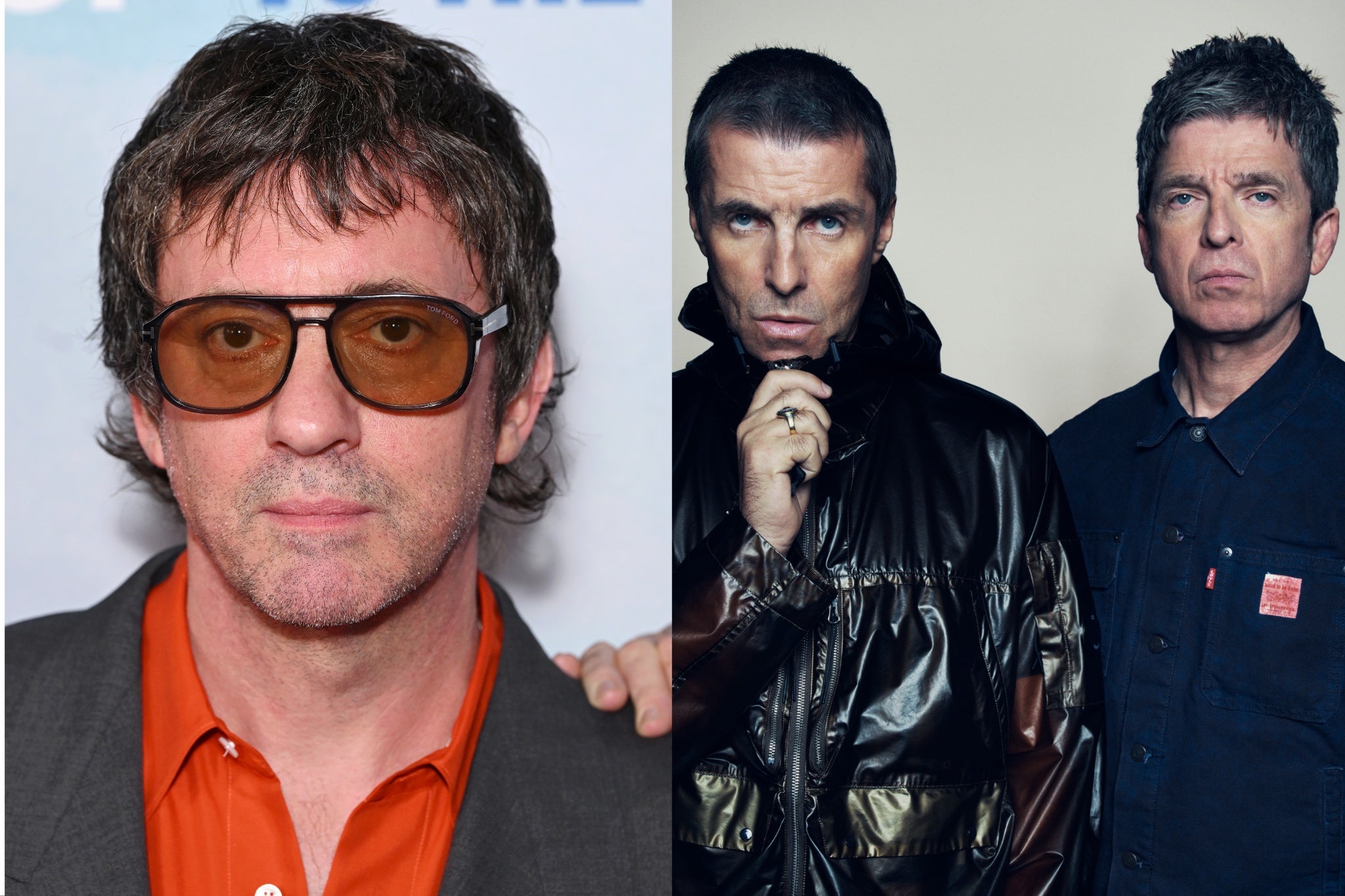 Blur’s Graham Coxon, and Liam and Noel Gallagher of Oasis