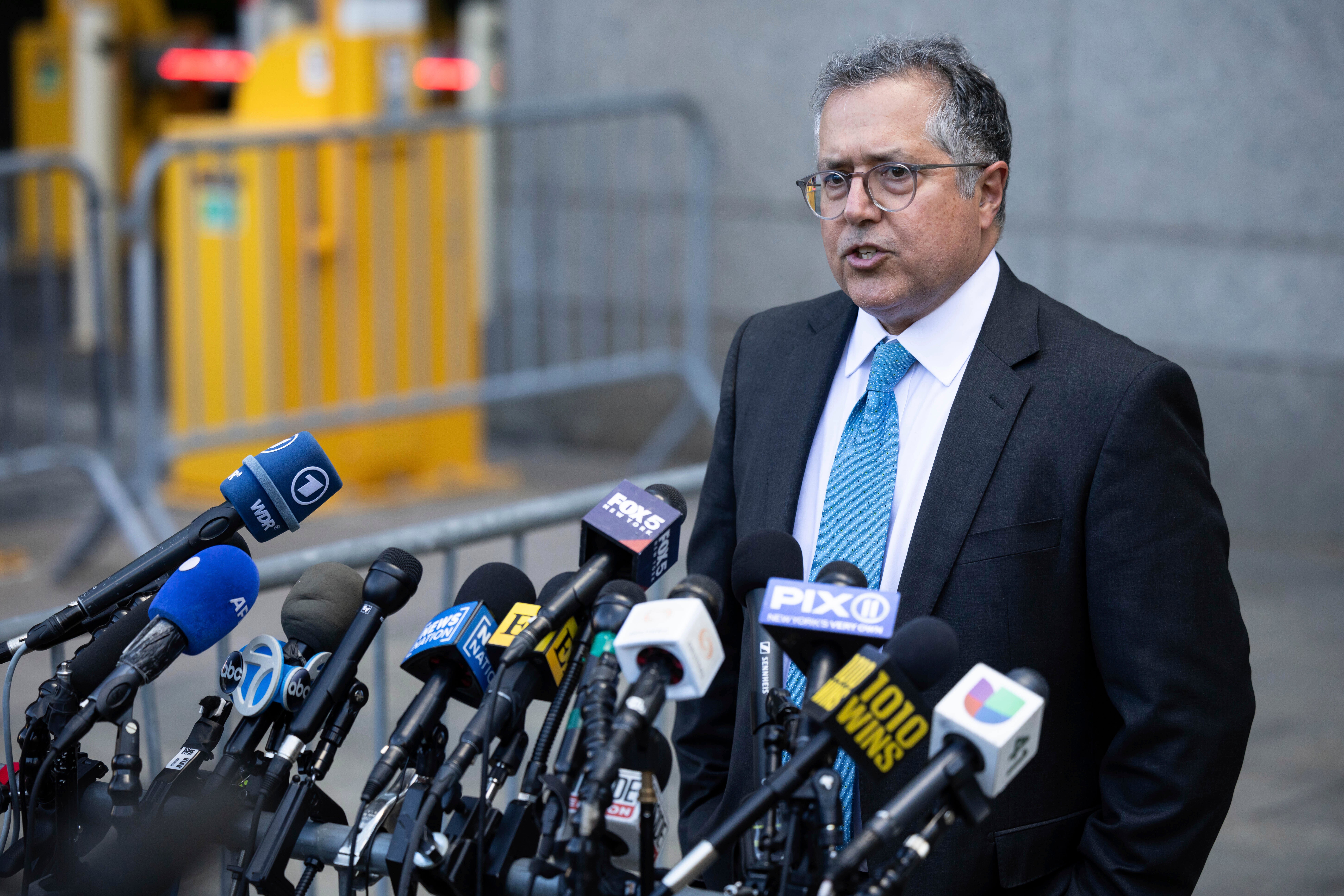 Attorney Marc Agnifilo for hip-hop mogul Sean "Diddy Combs, speaks to the members of media as he exits Manhattan federal court, Thursday, 10 Oct 2024, in New York