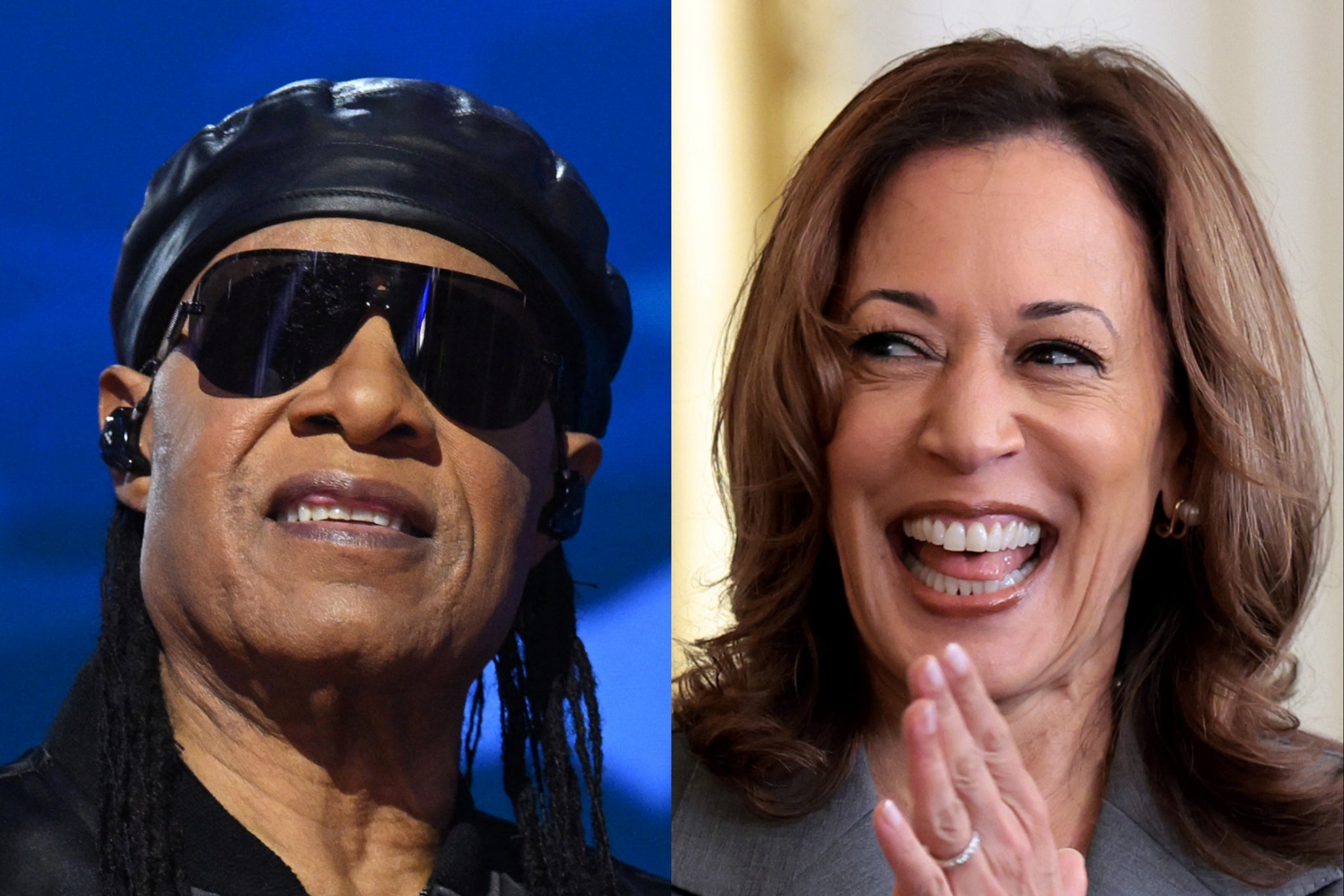 Stevie Wonder and Kamala Harris