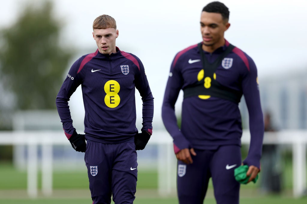 England’s Cole Palmer and Trent Alexander-Arnold will face each other in club colours on Sunday