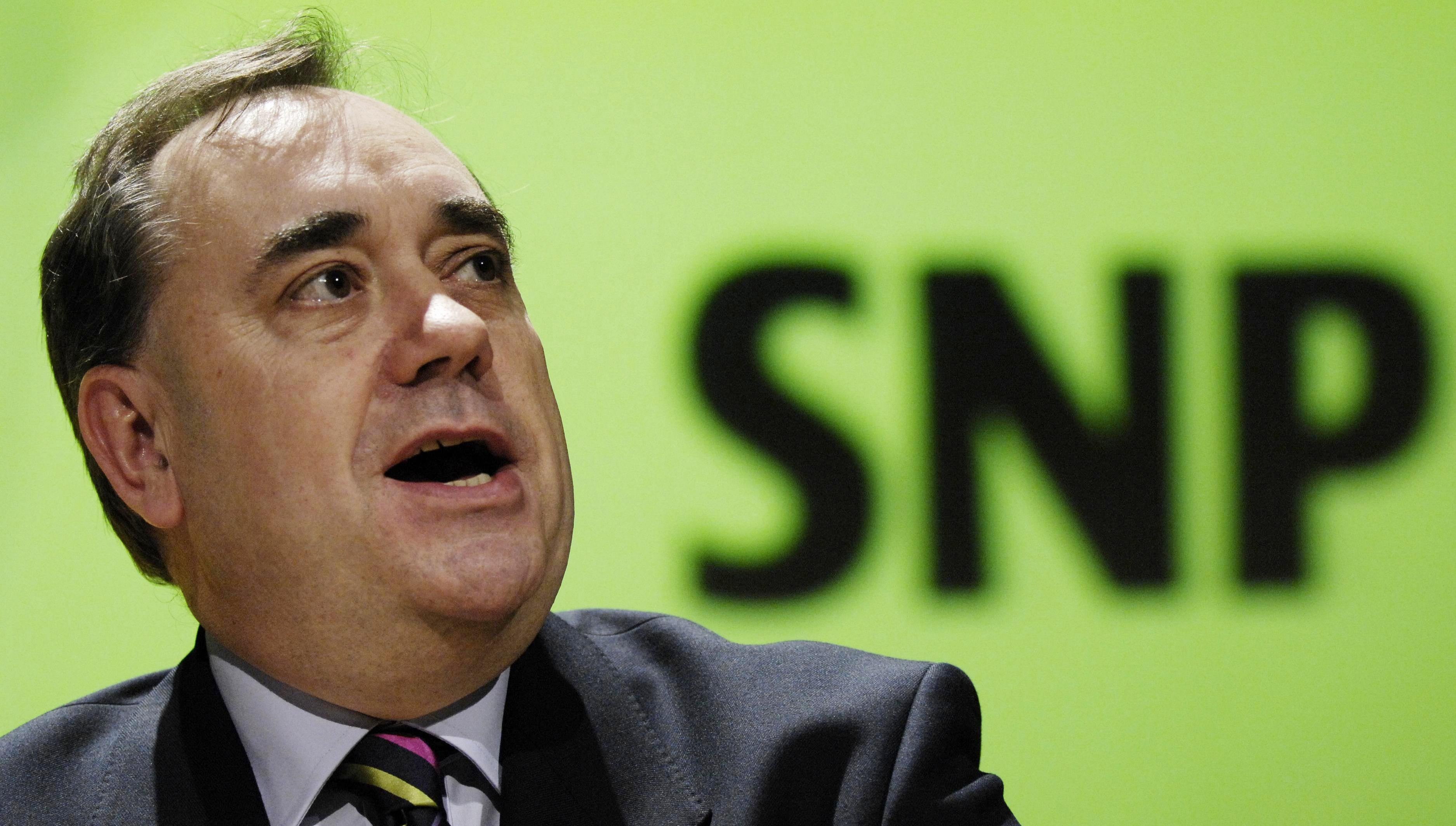 Alex Salmond addressing the Scottish National Party conference at Glasgow Science Centre (Danny Lawson/PA)