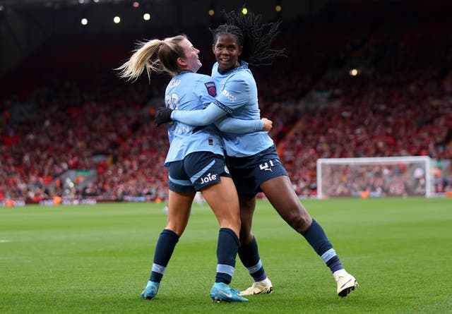 <p>Shaw scored in front of the City fans at Anfield </p>