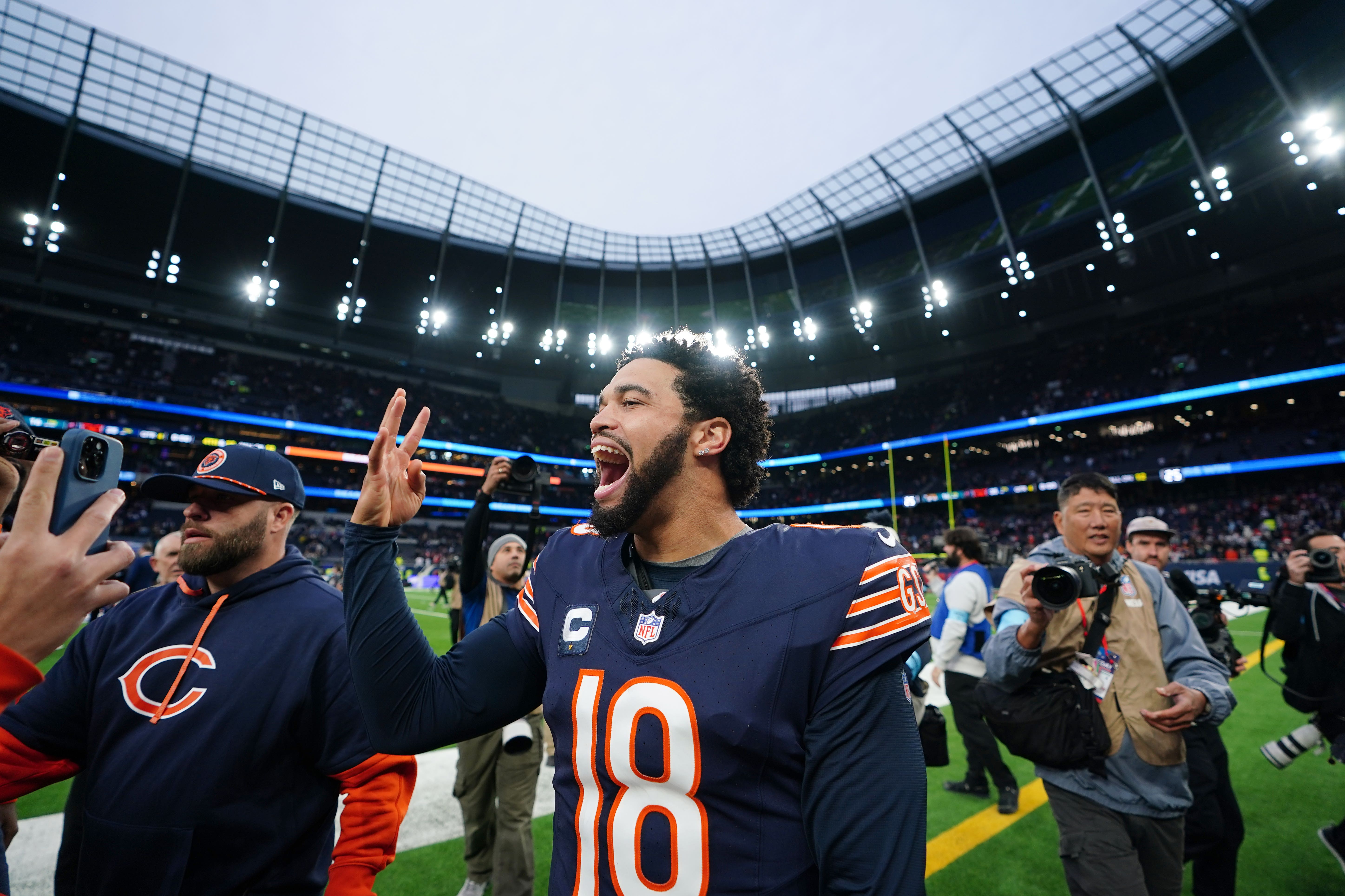 Chicago Bears quarterback Caleb Williams was the star of the show in London (Zac Goodwin/PA)