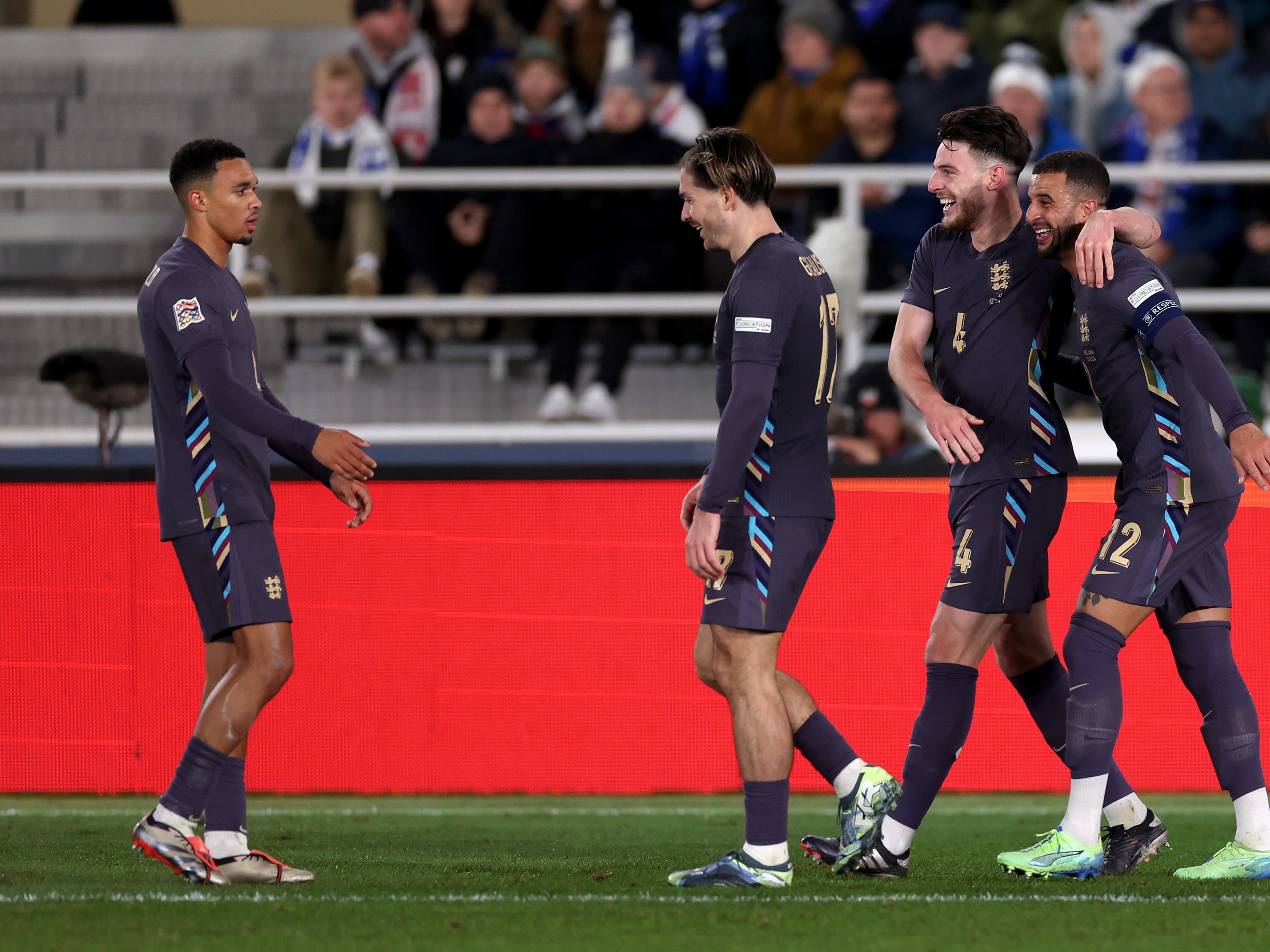 Grealish jokes with Alexander-Arnold after his free-kick