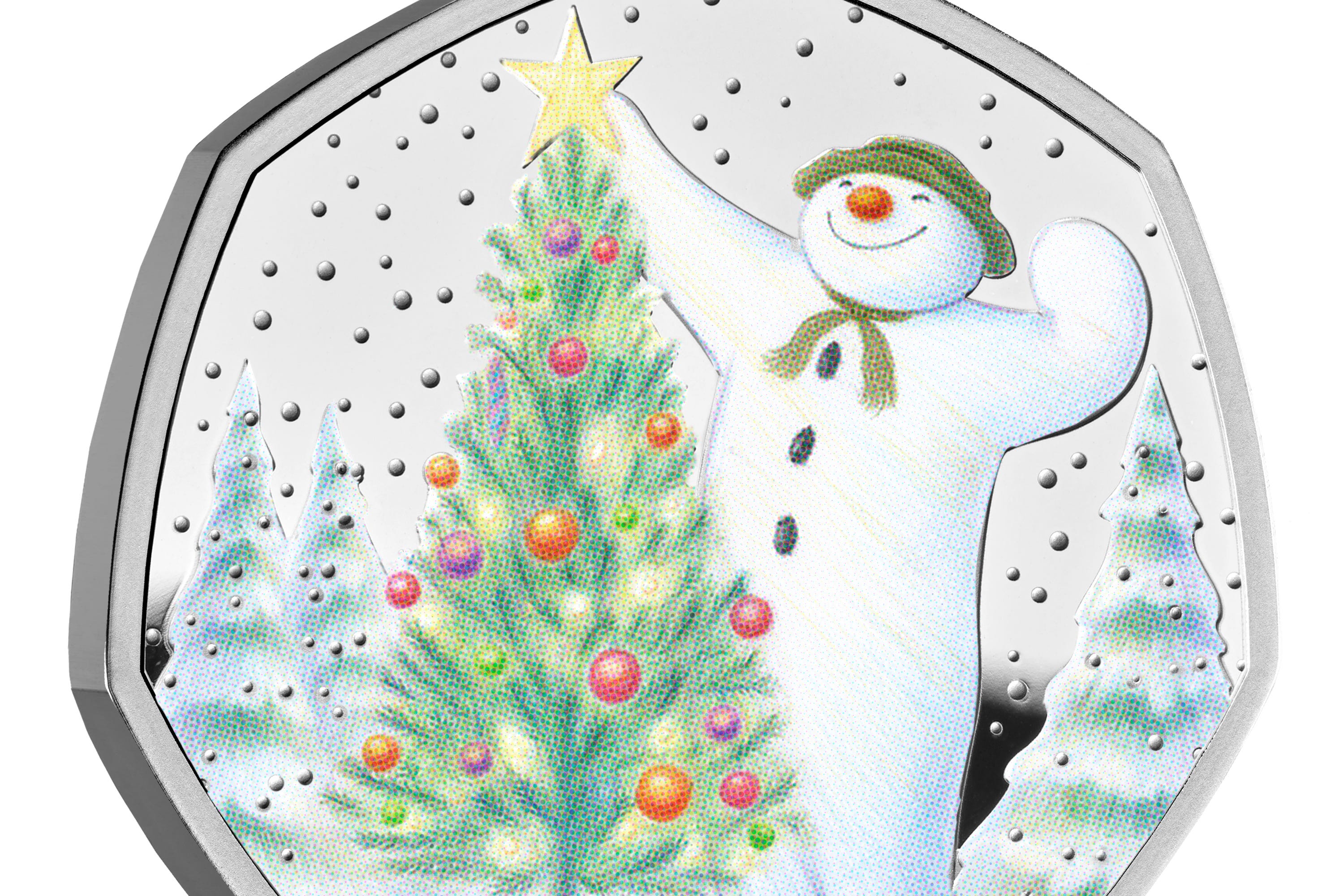 The Snowman 50p coin will be available in a range of precious metal finishes, including colour editions, on the Royal Mint’s website (Royal Mint/PA)