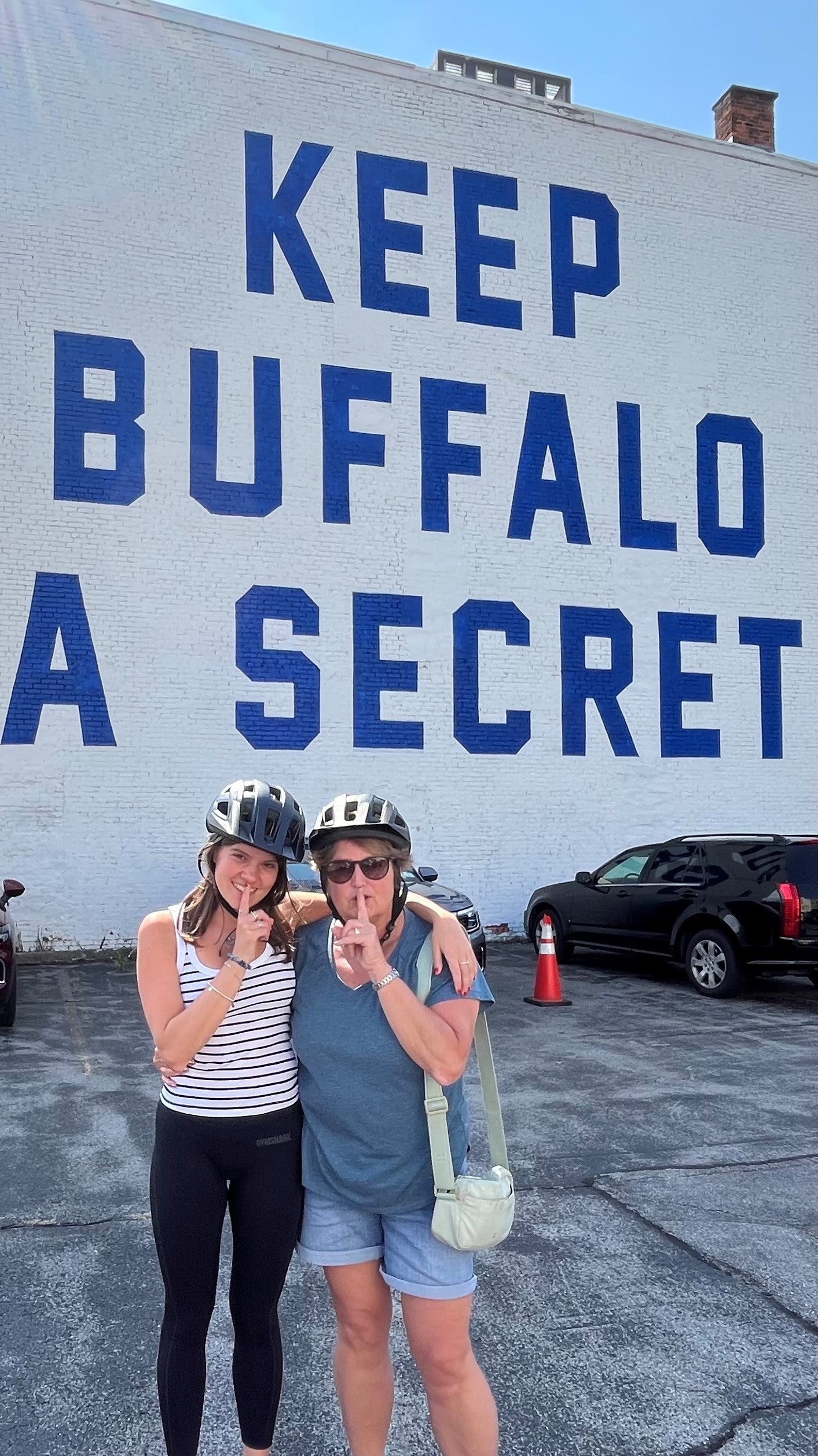 Hannah and Grace on a bike tour of Buffalo