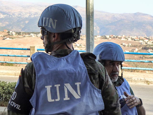 <p>Spanish peacekeepers as part of UNIFIL in Lebanon - teams are refusing to leave despite requests from Israel </p>