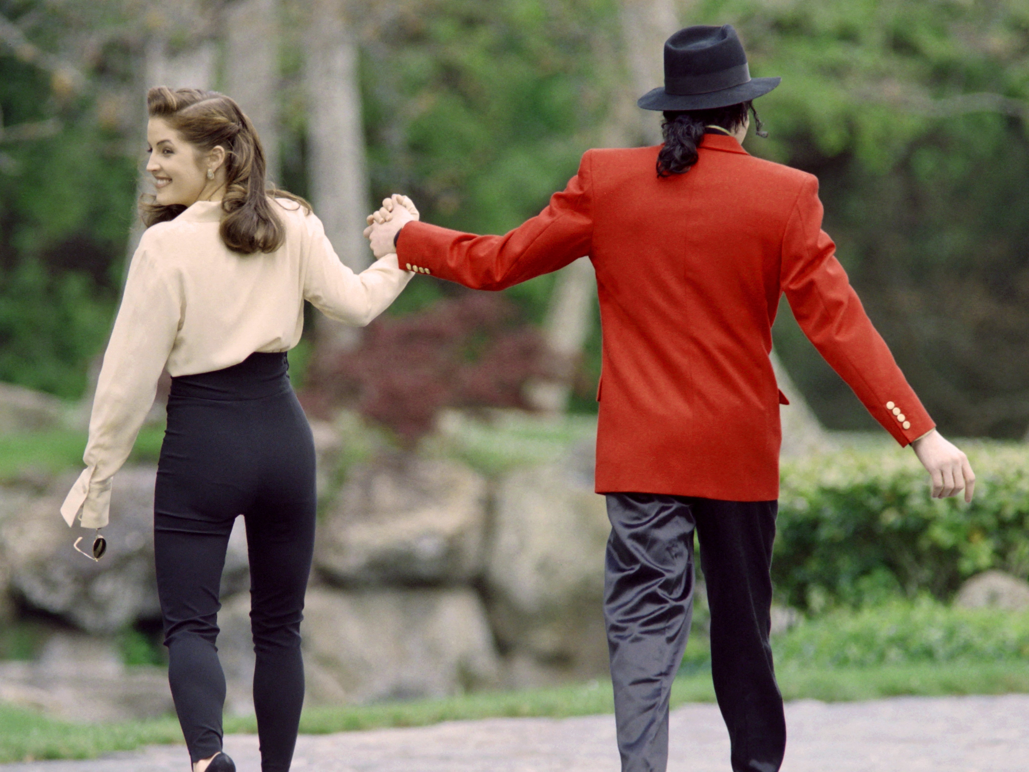 Lisa Marie Presley with her then-husband, King of Pop Michael Jackson, at his Neverland Ranch in Los Angeles in 1995