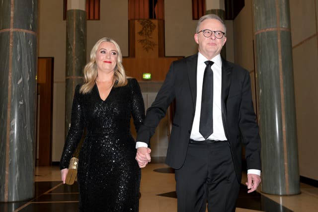 <p>Prime minister Anthony Albanese and partner Jodie Haydon arrive at the Midwinter Ball at Parliament House on 3 July 2024 in Canberra, Australia</p>