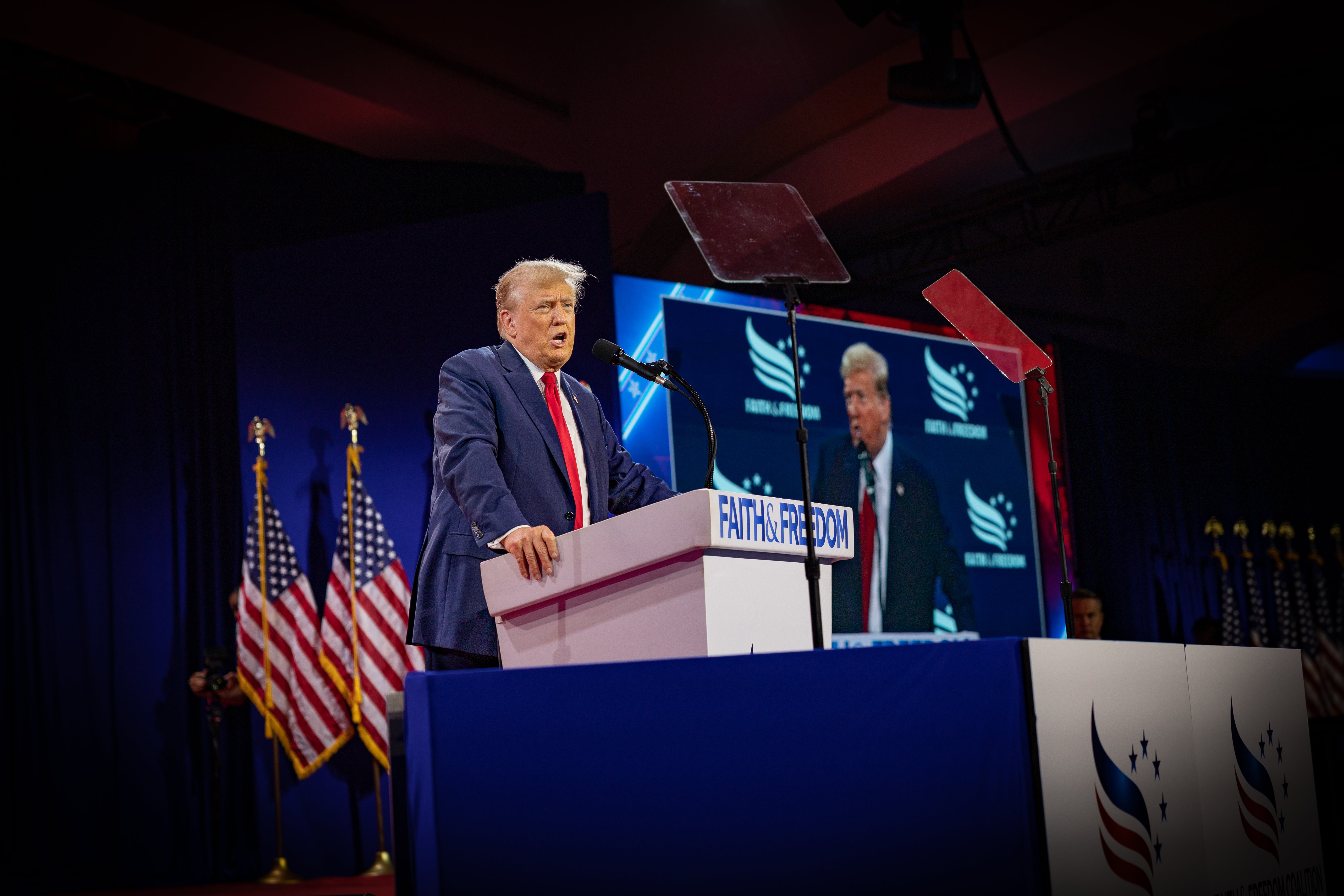 Donald Trump speaks at Faith and Freedom’s Road to Majority convention in Washington DC on 22 June
