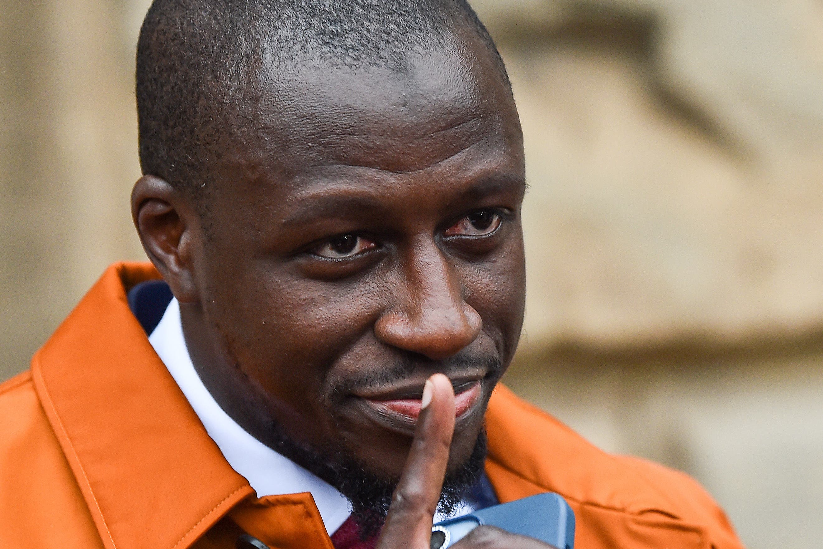 Manchester City footballer Benjamin Mendy speaks to the media as he leaves Chester Crown Court having been found not guilty of one count rape and one of attempted rape. Picture date: Friday July 14, 2023.