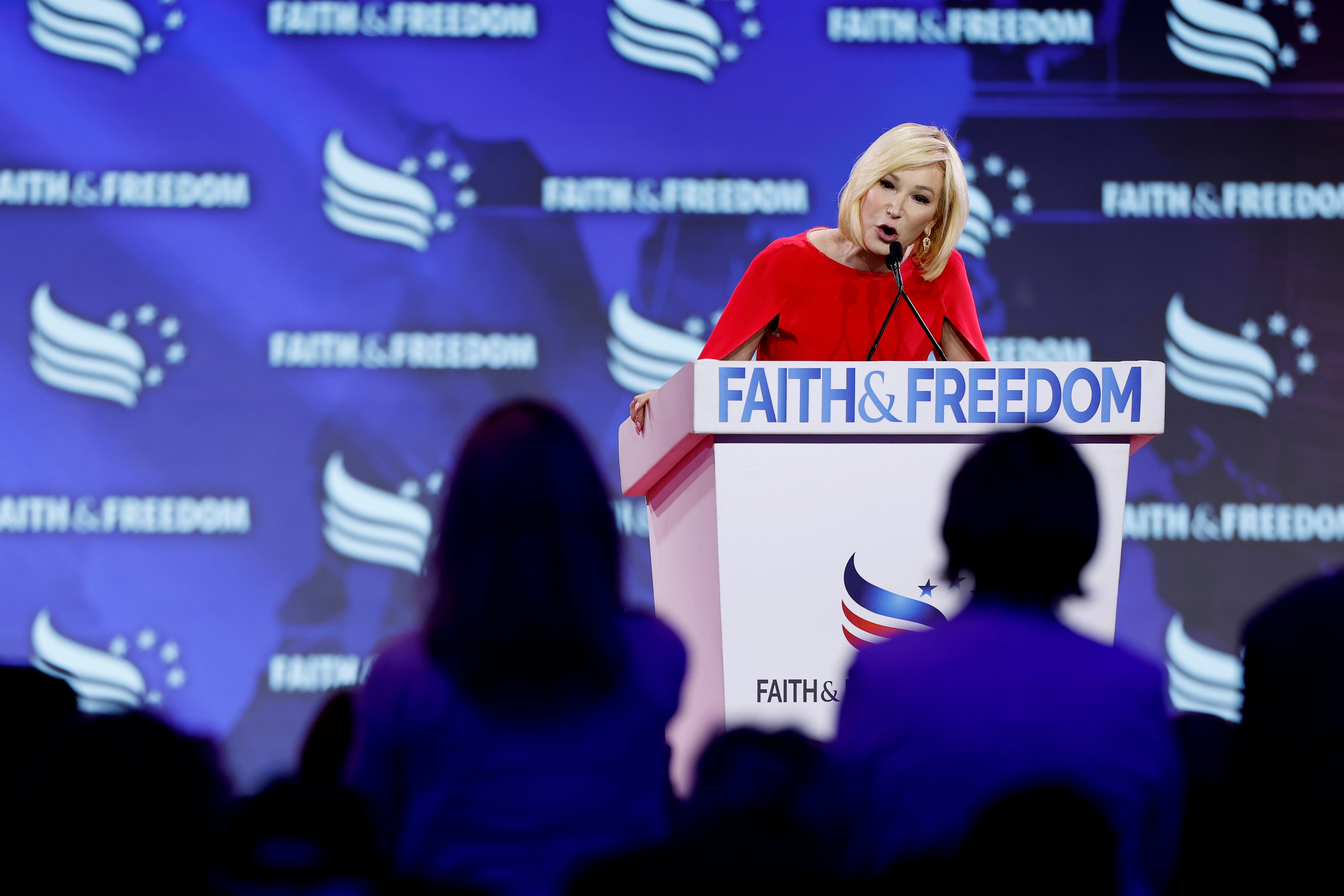 Pastor Paula White-Cain of StoryLife Church speaks at the Faith and Freedom conference in Washington DC on 21 June