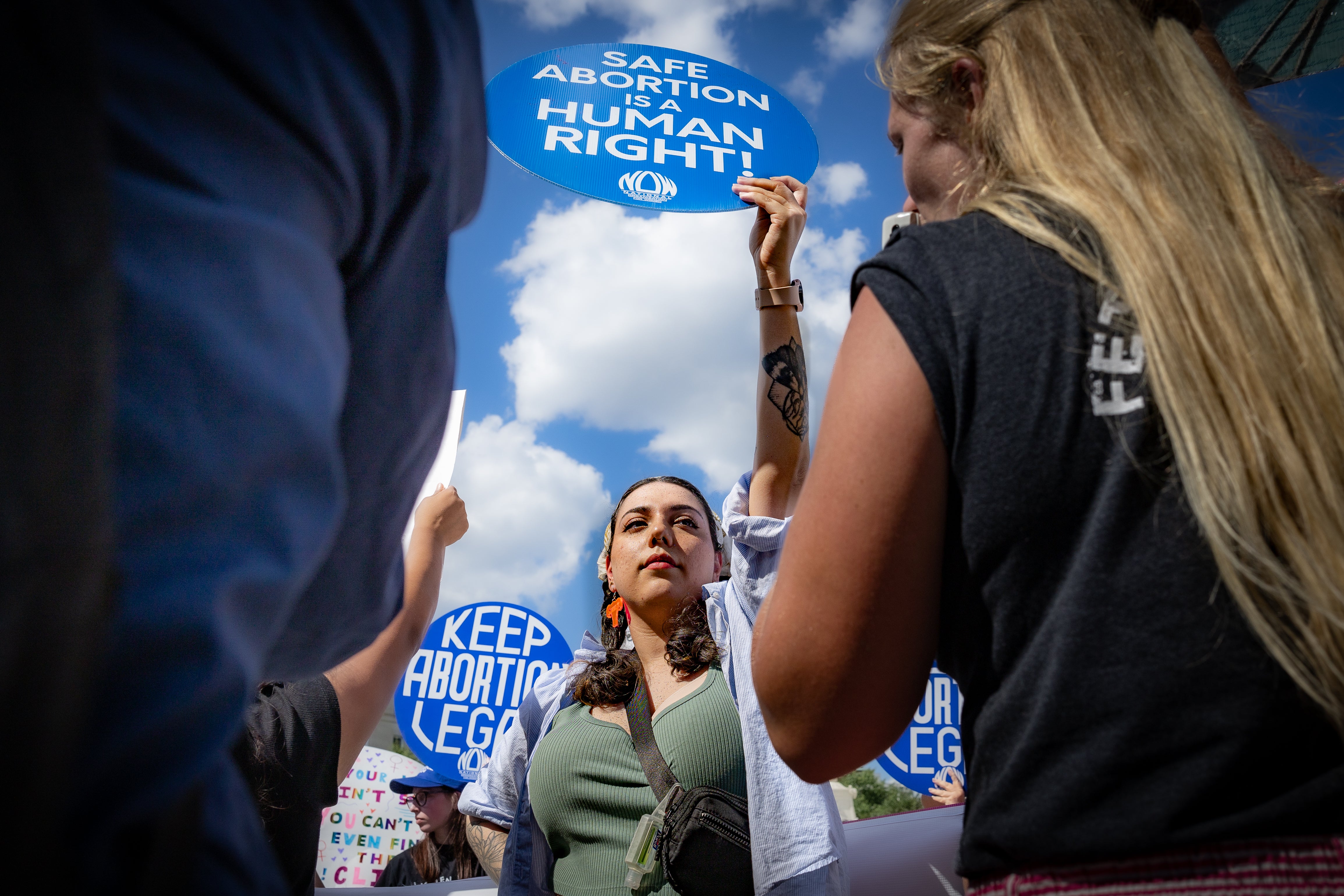 Abortion rights demonstrators rally outside the Supreme Court