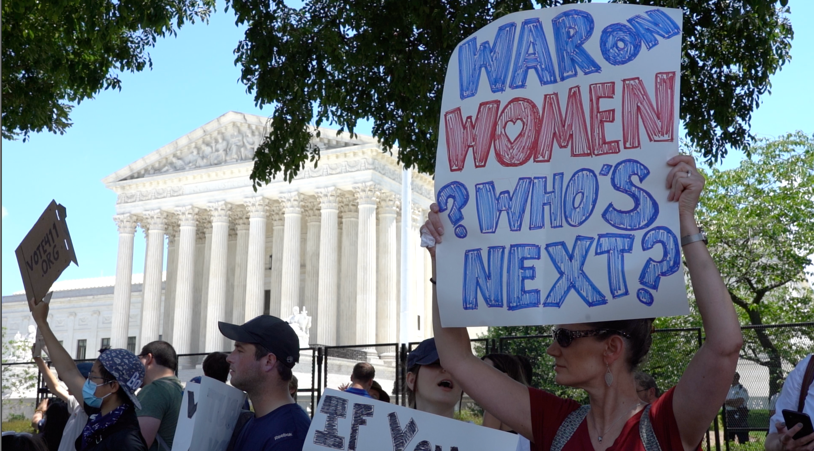 Abortion rights demonstrators rally outside the Supreme Court the day after a decision to overturn Roe v Wade in 2022