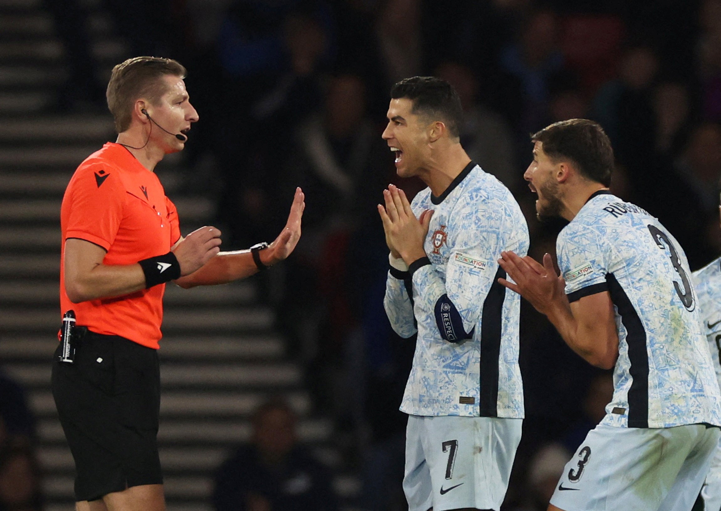 He continued to protest to the referee