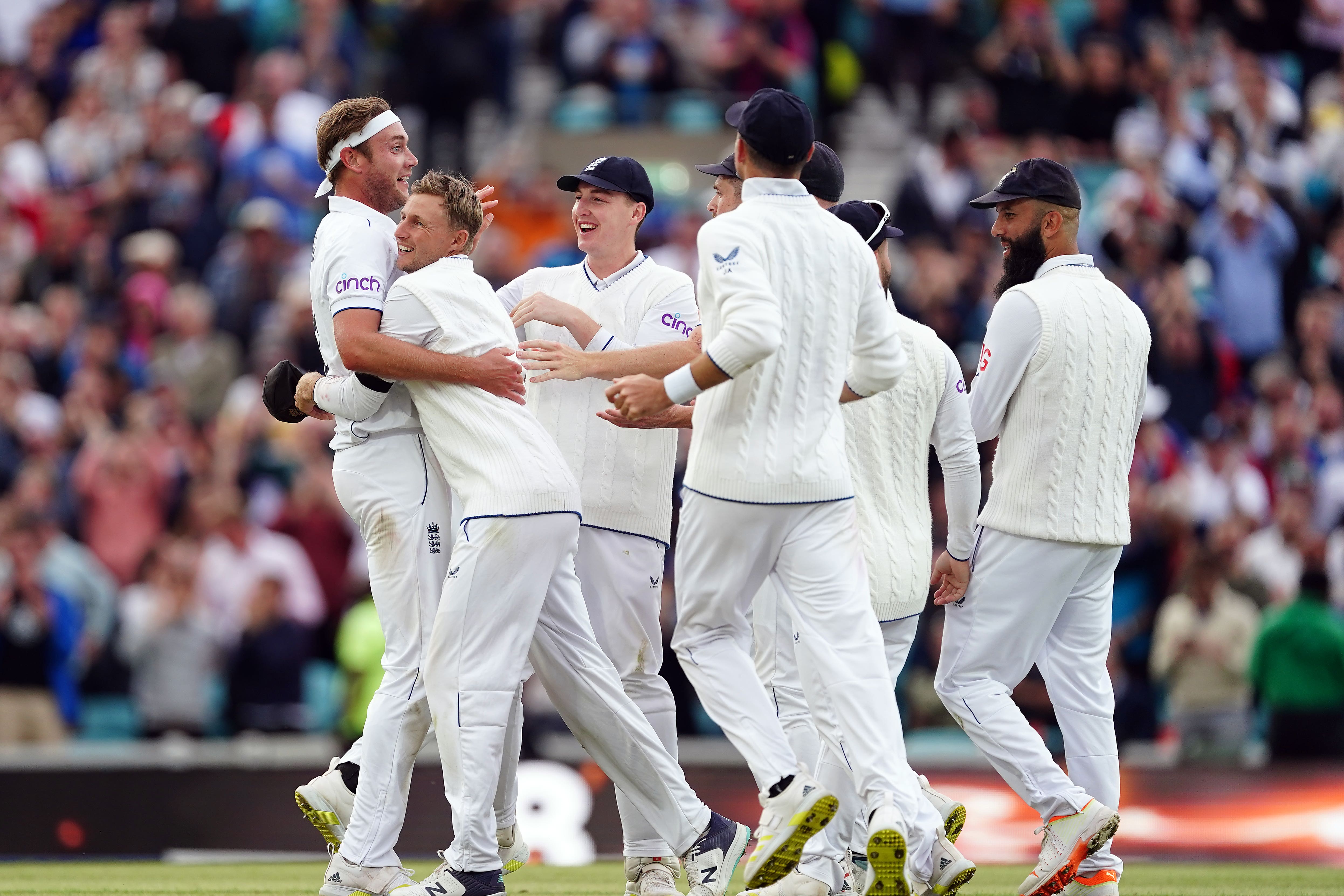 England’s Stuart Broad celebrates taking the wicket of Australia’s Todd Murphy during day five of the fifth LV= Insurance Ashes Series test match at The Kia Oval, London. Picture date: Monday July 31, 2023.