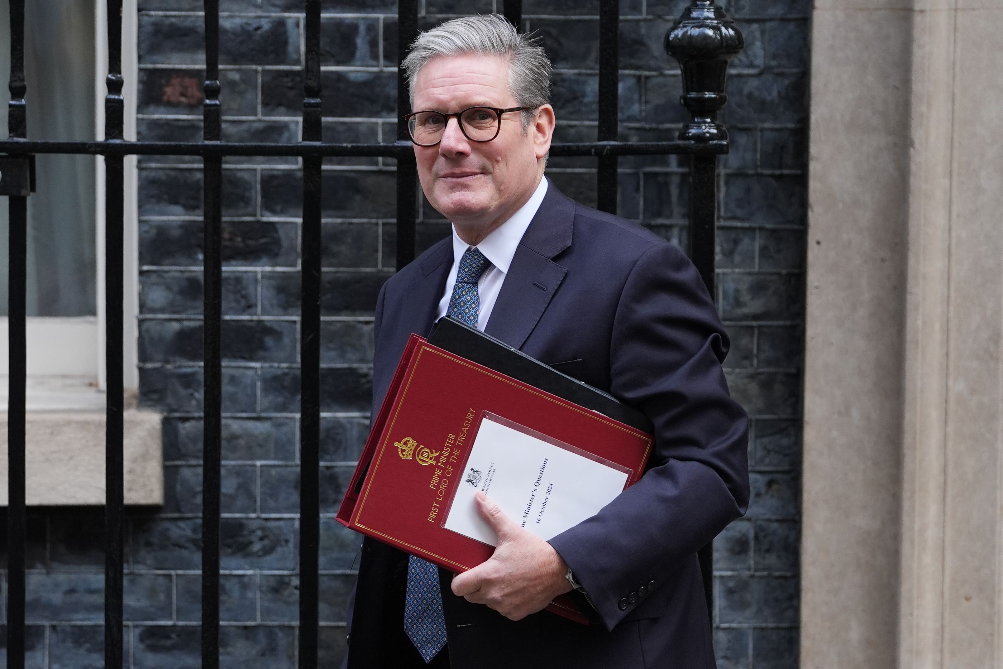 Prime Minister Sir Keir Starmer leaves 10 Downing Street to attend Prime Minister’s Questions (Lucy North/PA)