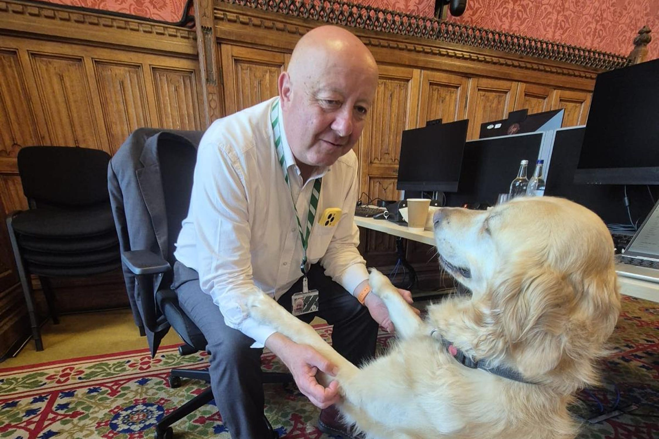 Liberal Democrat Steve Darling with his guide dog Jennie (Liberal Democrats/PA)