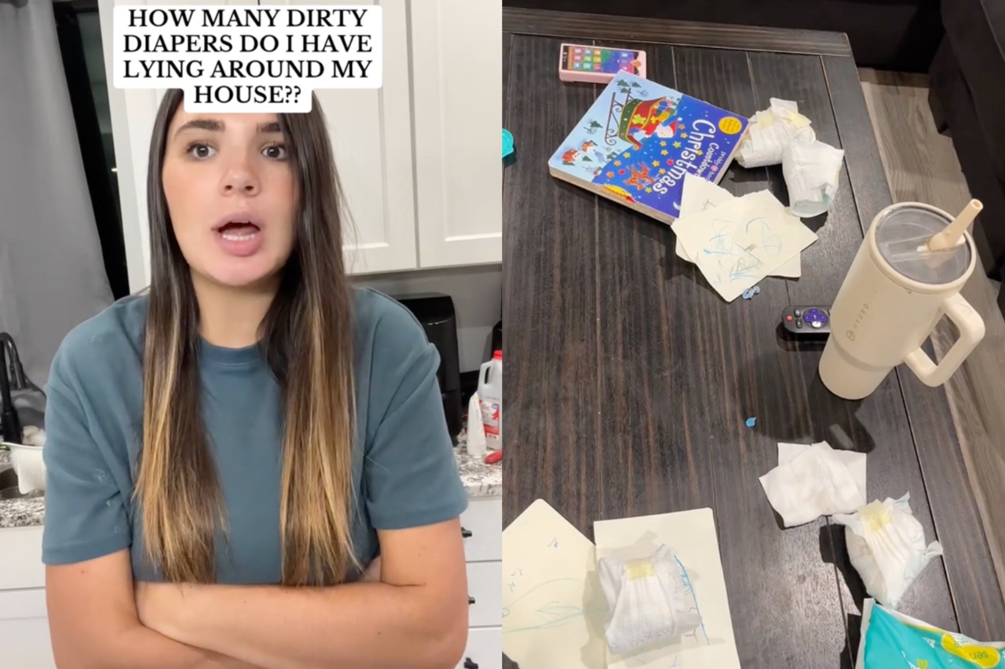 New mother Hannah went viral when she shared footage of herself collecting 17 ‘dirty diapers lying around her house’