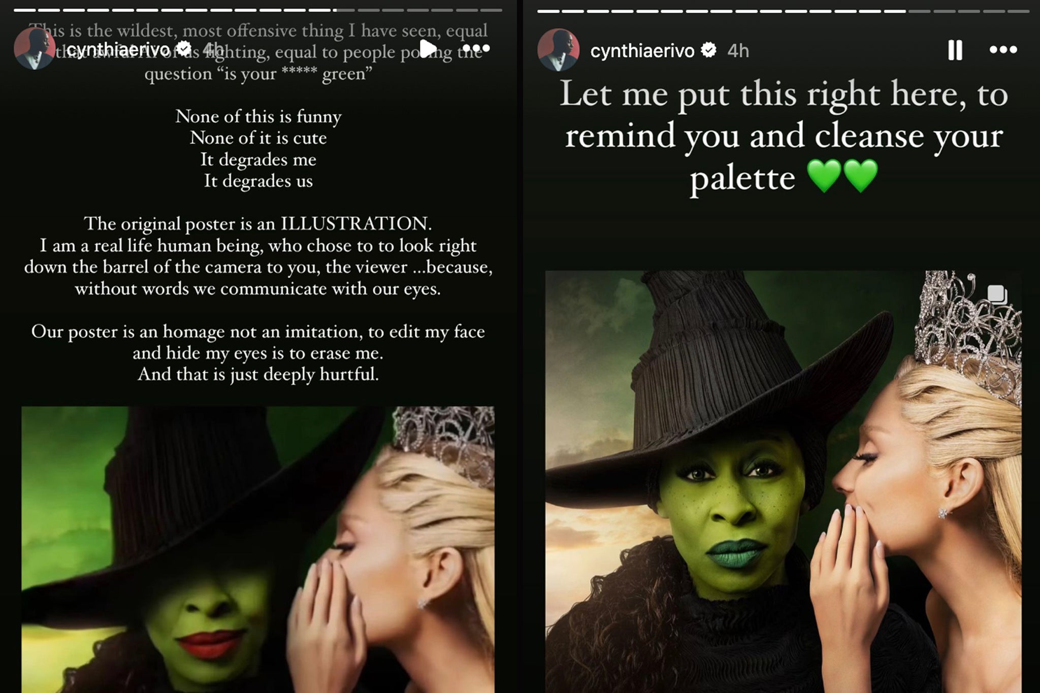 Cynthia Erivo's Instagram Posts Call Fan Changes to 'Wicked' Poster 'Offensive'