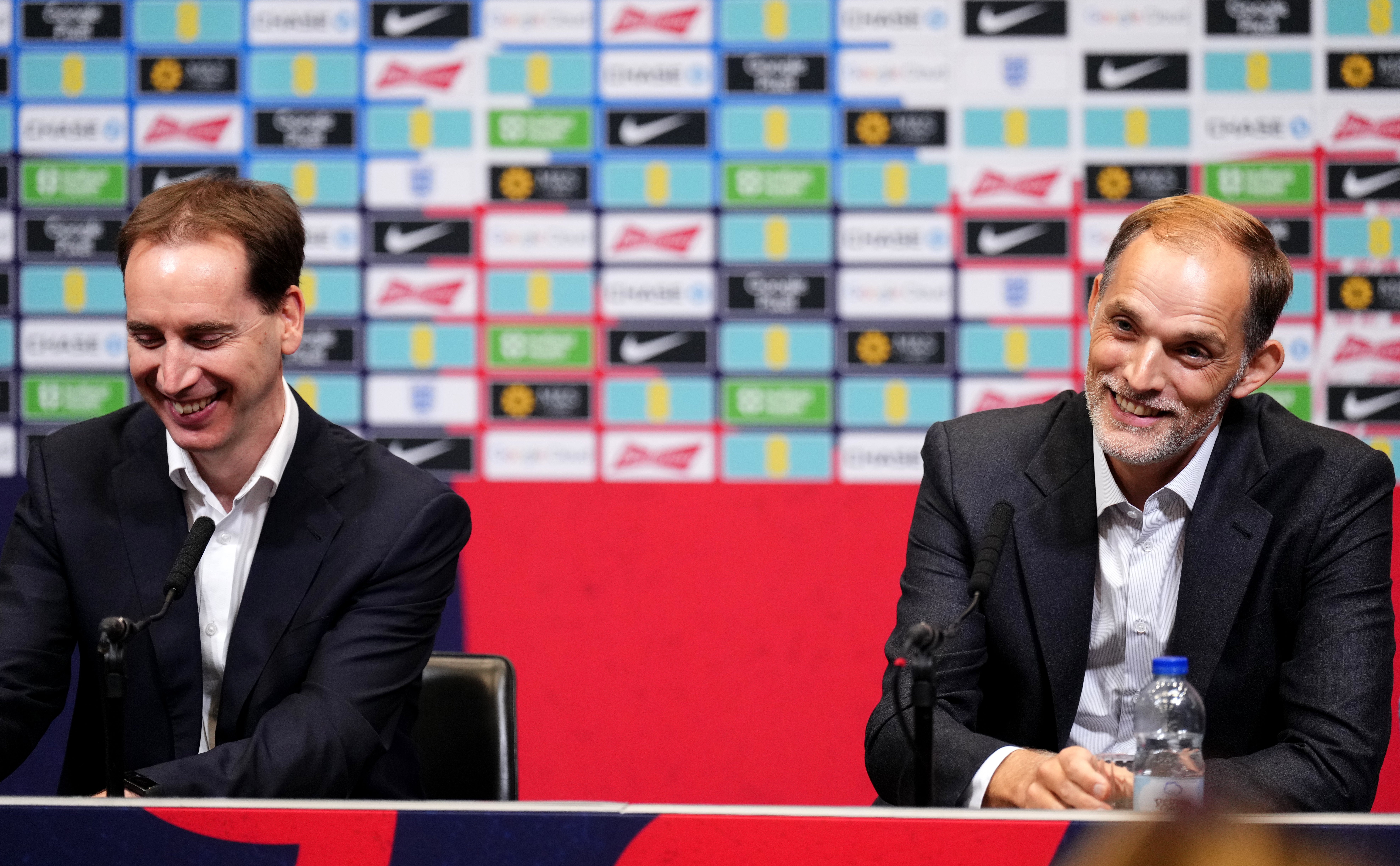 Newly appointed England head coach Thomas Tuchel with FA chief executive Mark Bullingham