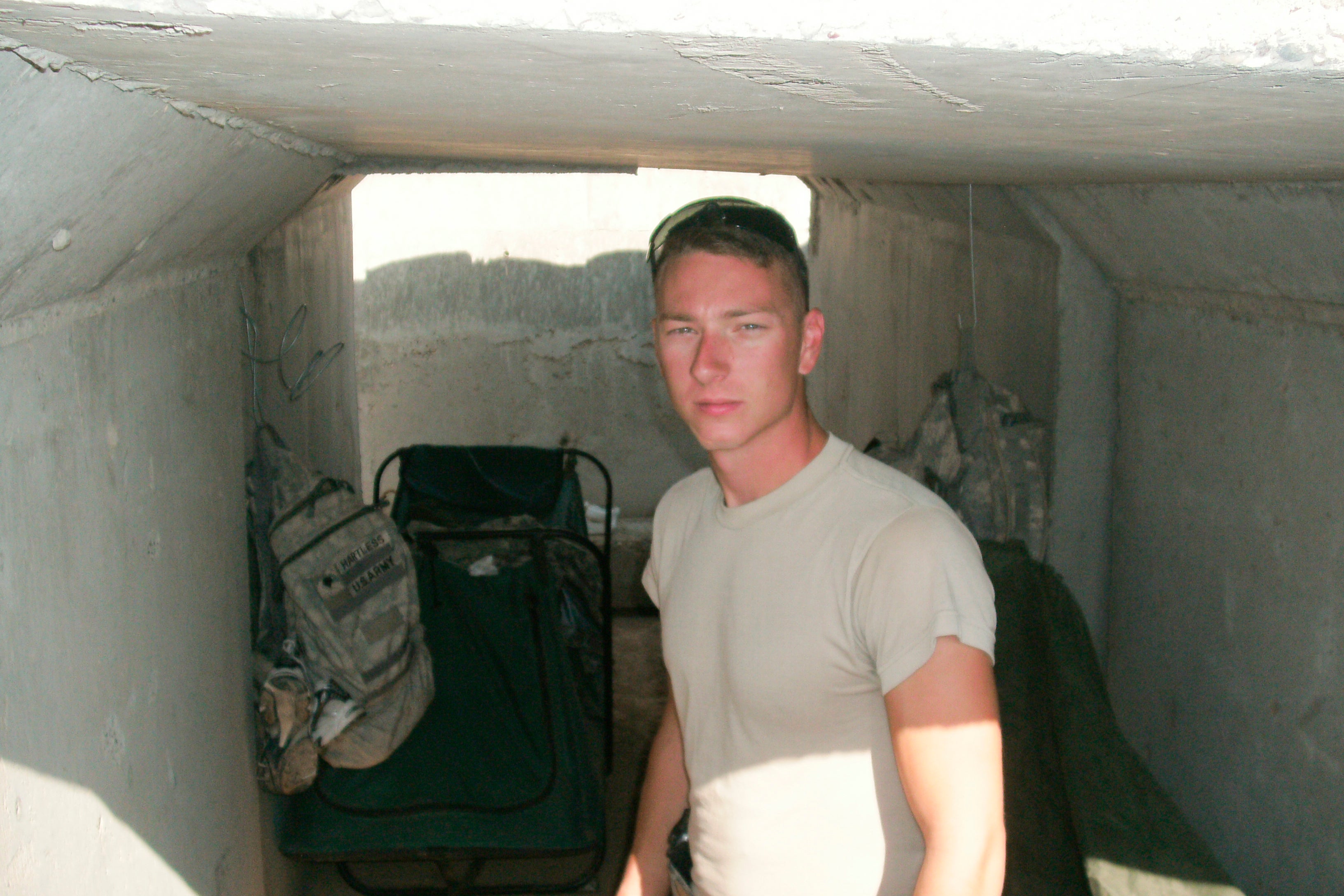 Photo provided by Amy Arthur in 2024 showing her husband, Chris Arthur, in Iraq