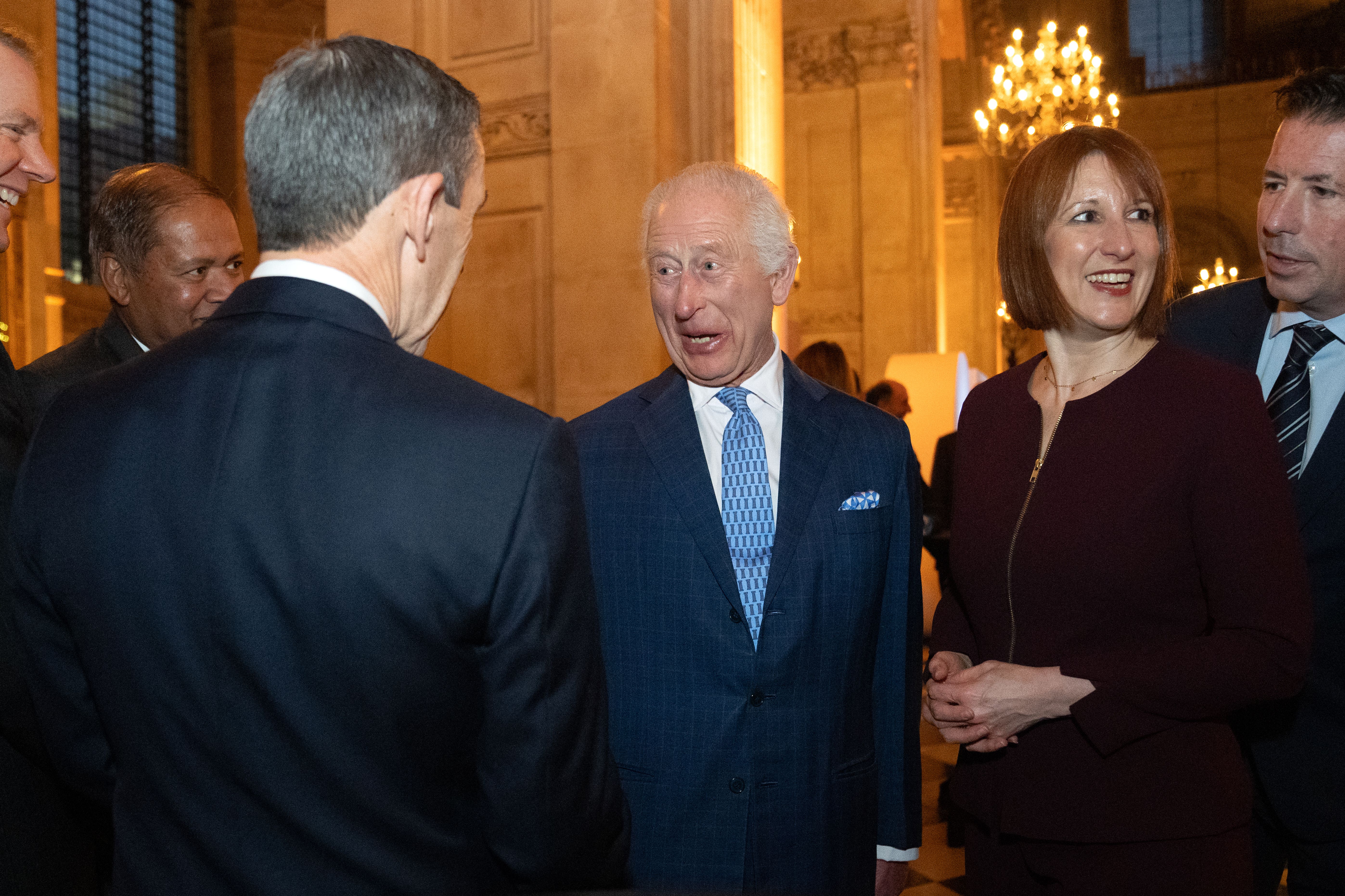 King Charles III and Chancellor of the Exchequer Rachel Reeves (second from right) talking to guests during a reception for international business leaders at St Paul’s Cathedral, London, to showcase the UK as a destination for investment, following the Government’s International Investment Summit. Picture date: Monday October 14, 2024.