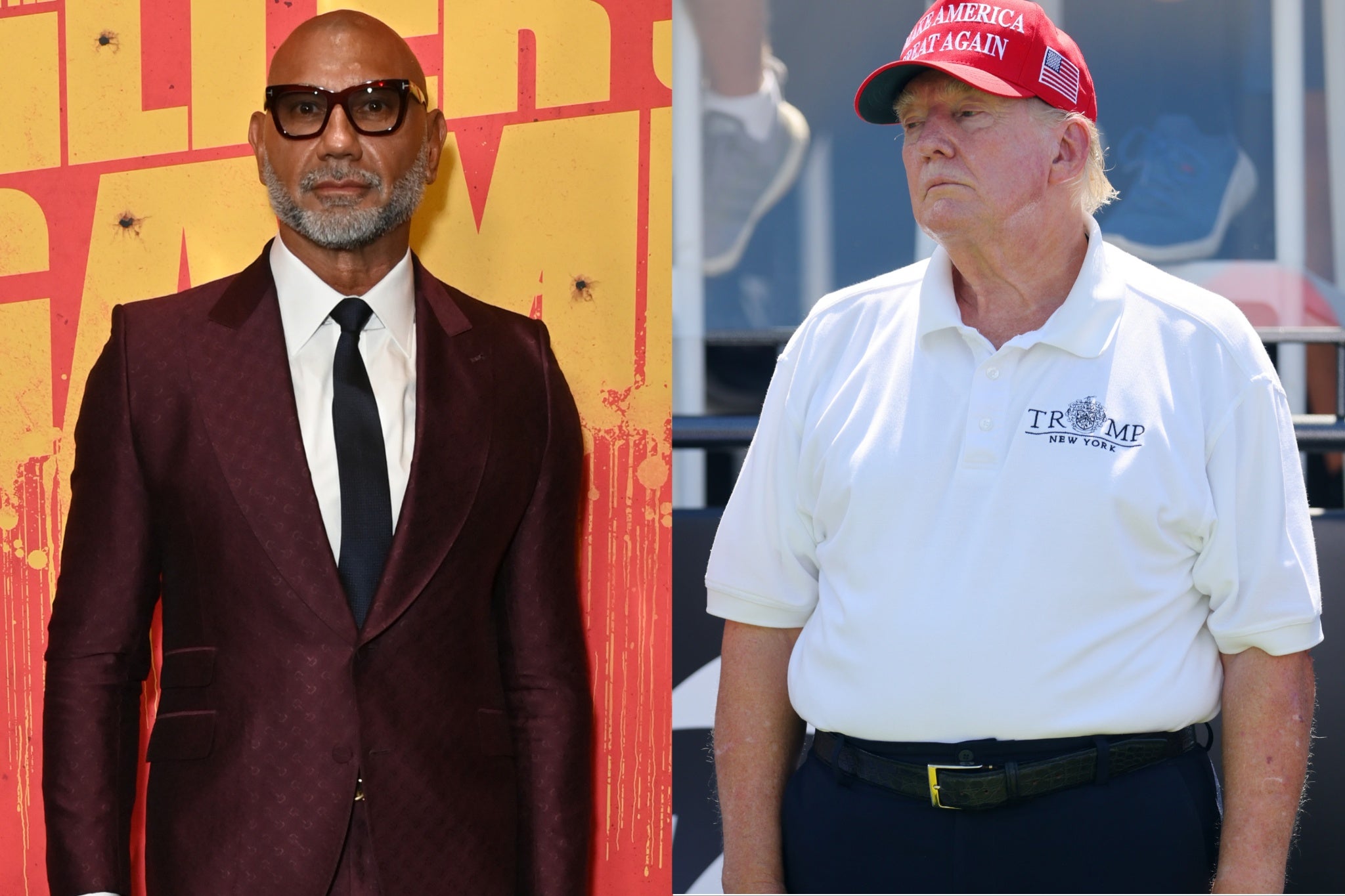 Dave Bautista (left) has torn into Donald Trump