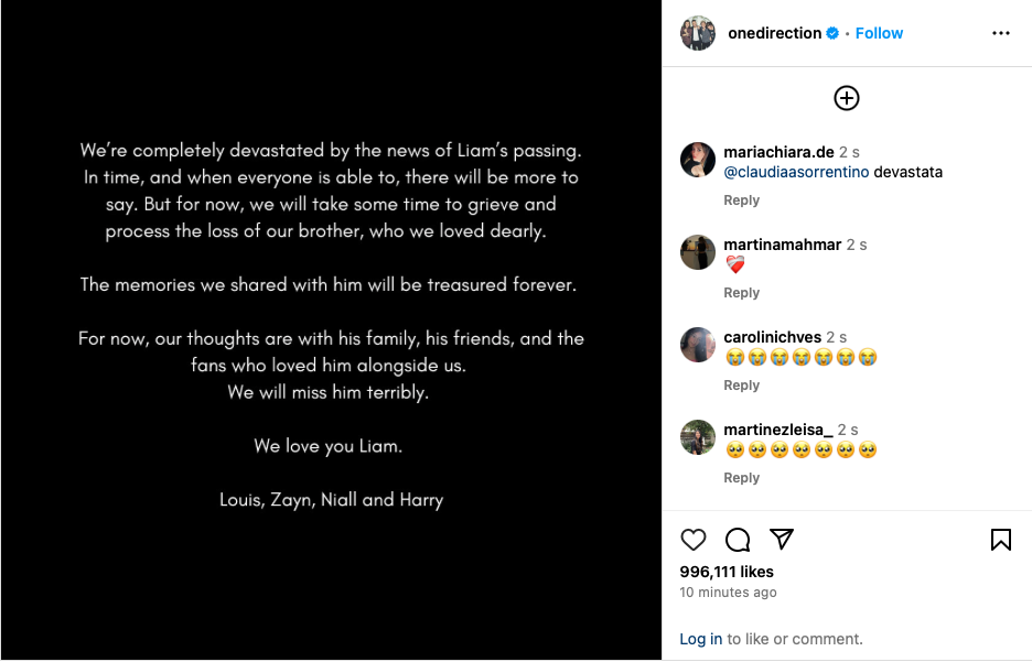 One Direction share joint statement in response to Liam Payne’s death