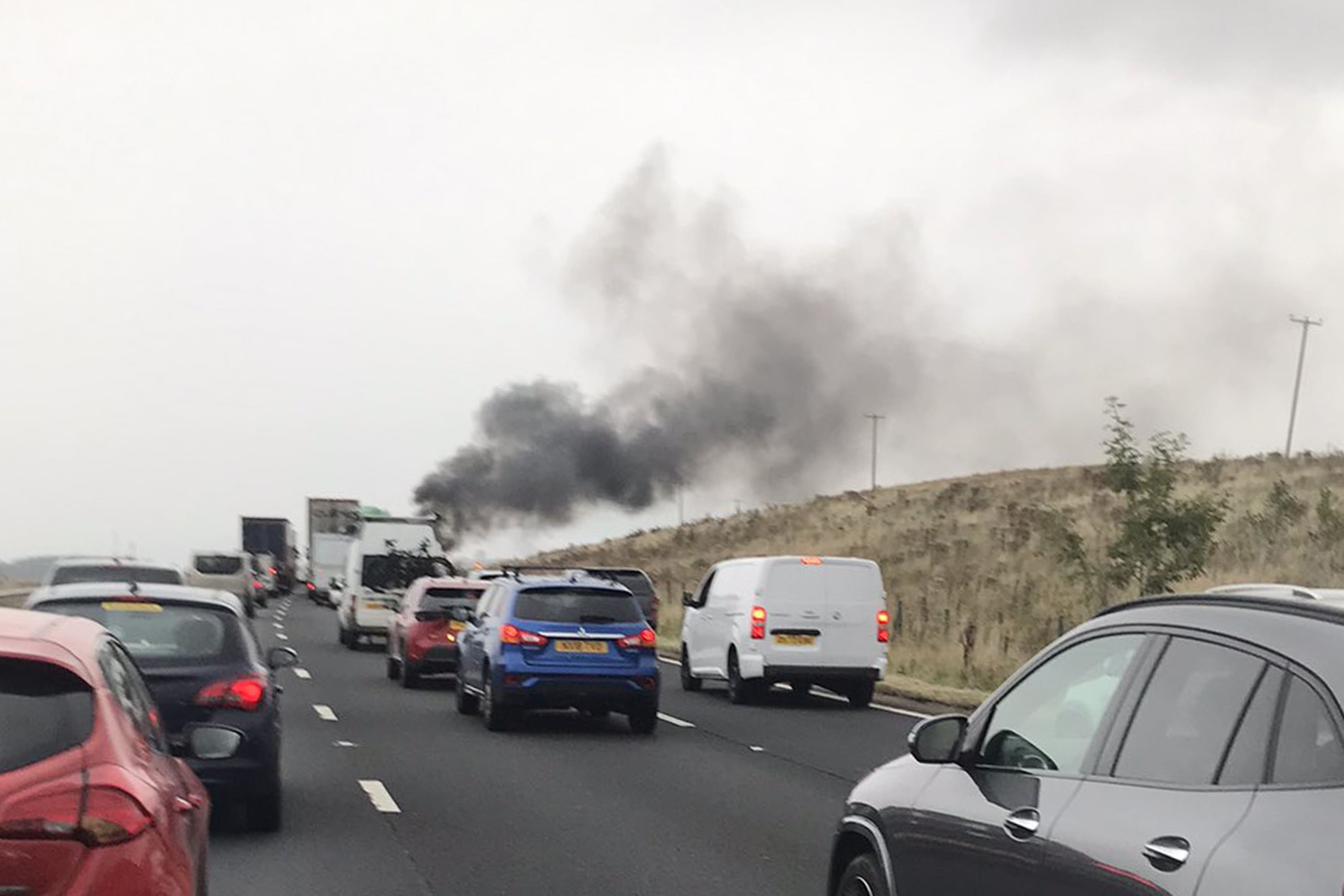 The scene near the accident on the M6 northbound between junctions 38 and 39 (X/chris isles/@Islesy123/PA)