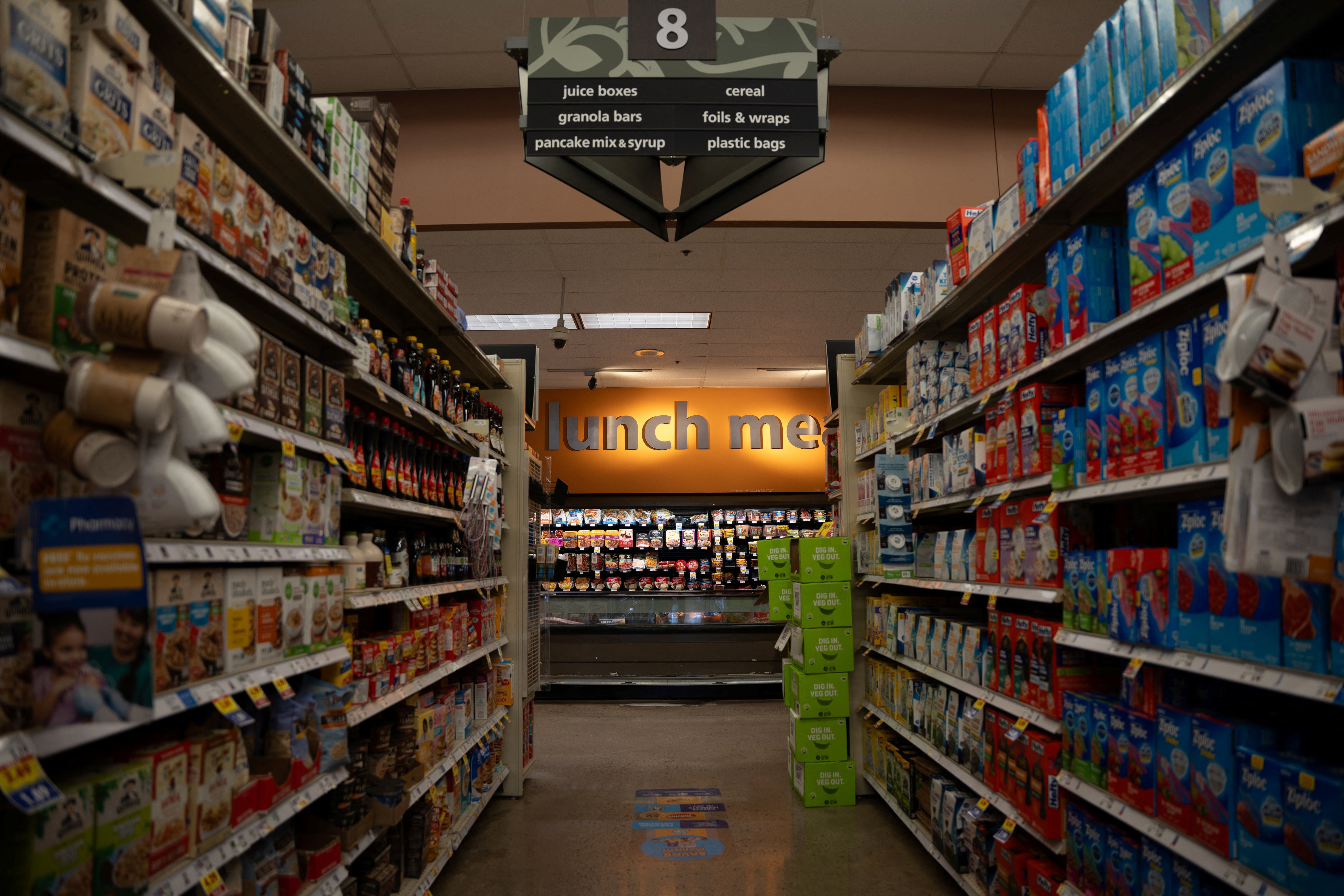 Shelves are seen inside a Kroger grocery store in Nashville, Tennessee, last August. Replacing paper tags in Kroger stores is something Microsoft said was environmentally friendly