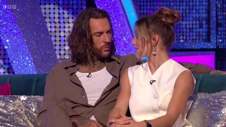 Strictly’s Pete Wicks cozies up to dance partner Jowita Przystal as she admits he looks ‘handsome’.